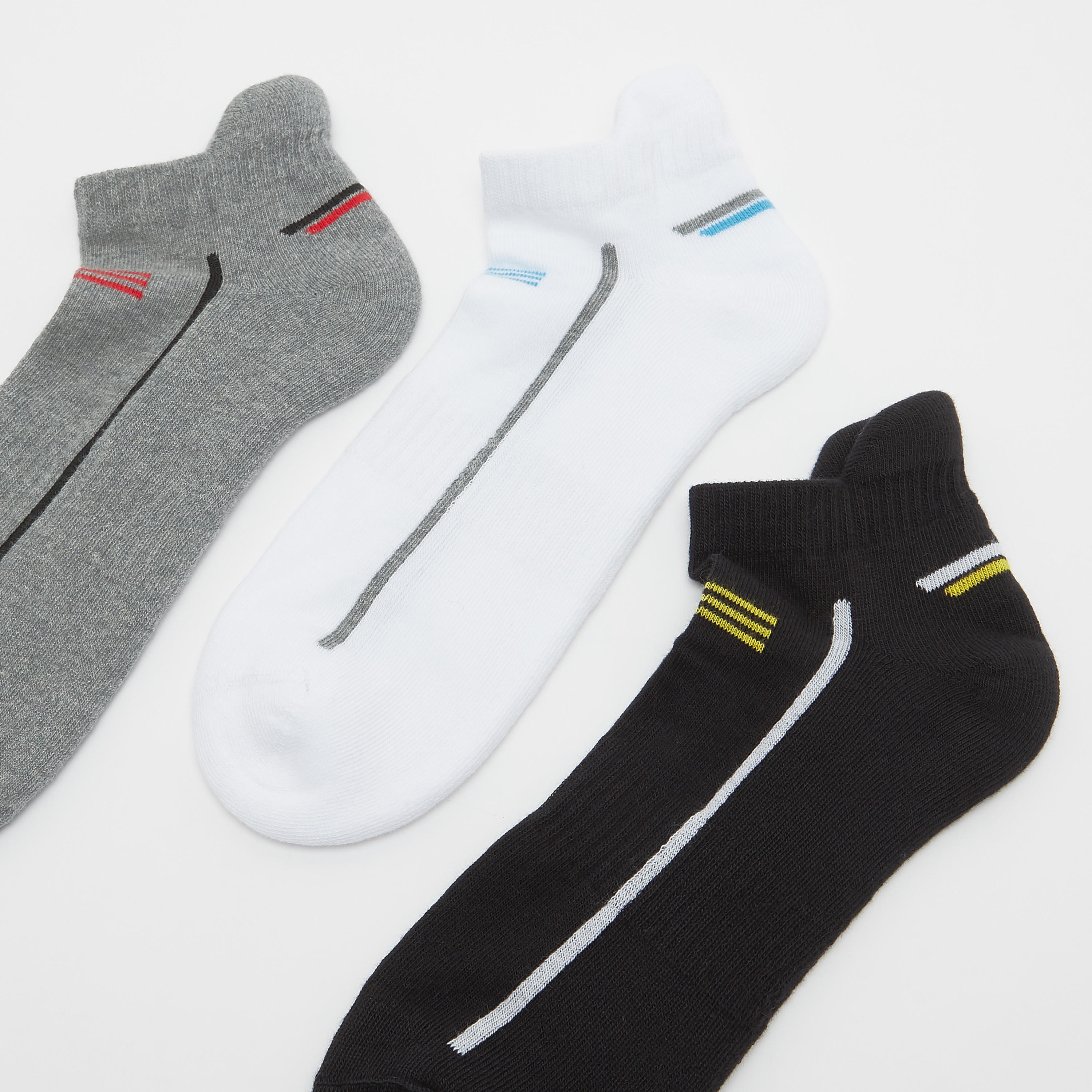 Set of 3 - Assorted Ankle Length Socks with Cuffed Hem-men-socks-image-2