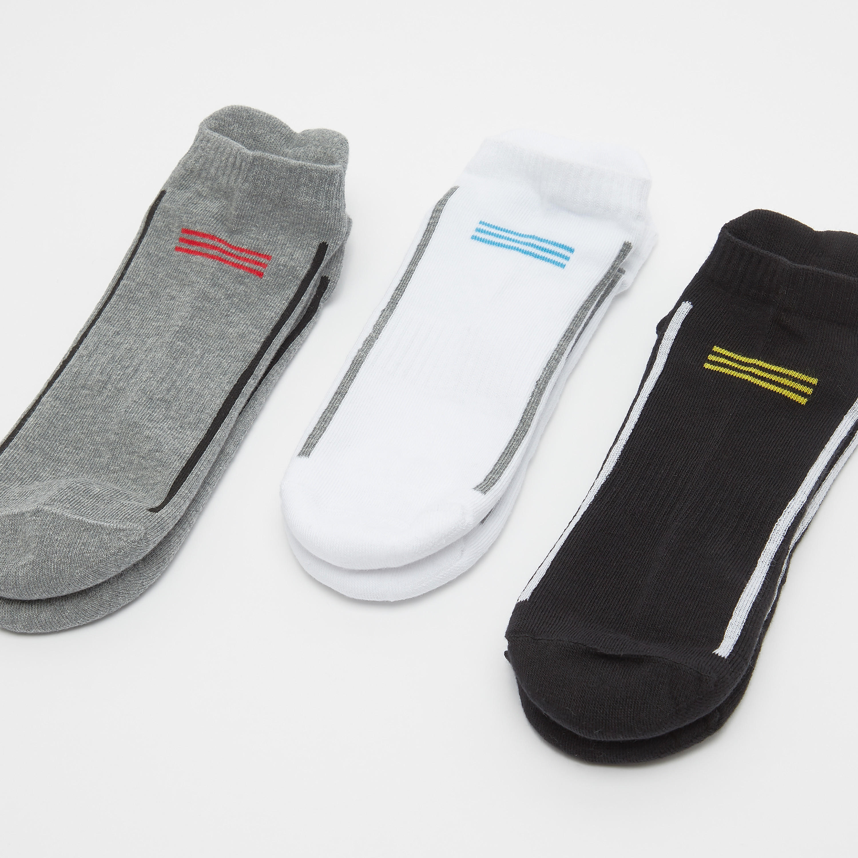 Set of 3 - Assorted Ankle Length Socks with Cuffed Hem-men-socks-image-3