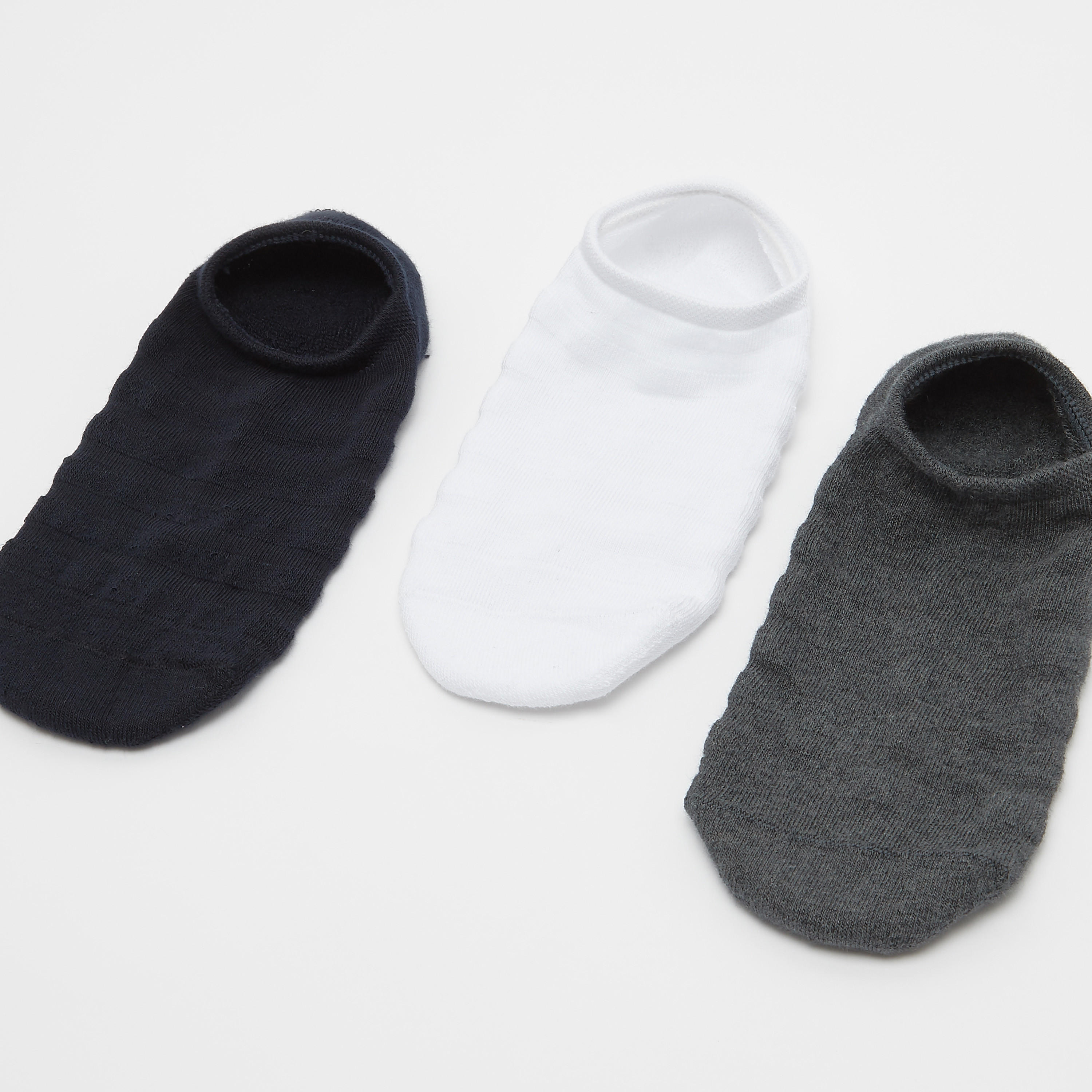 جوارب غير مرئية متعددة الألوان بحوّاف مطّاطية - طقم من 3 أزواج-men-socks-image-1