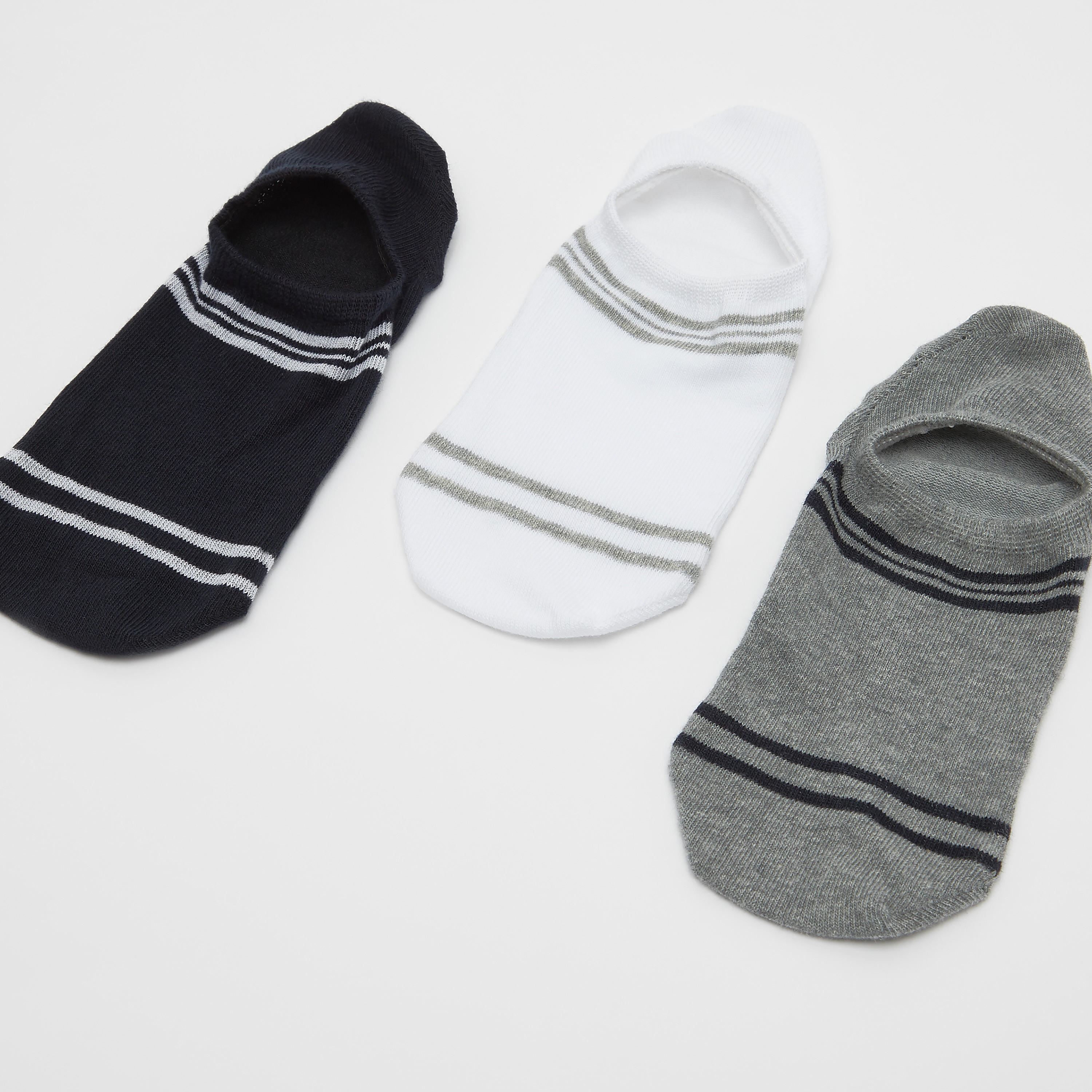 جوارب غير مرئية متعددة الألوان بحوّاف مطّاطية - طقم من 3 أزواج-men-socks-image-1