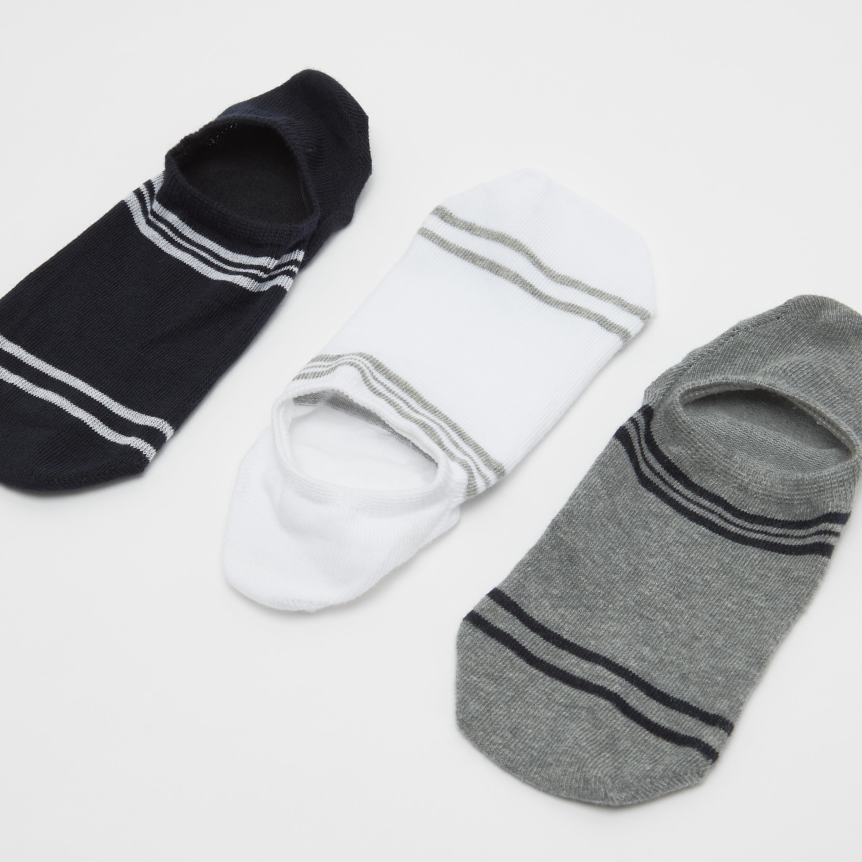 جوارب غير مرئية متعددة الألوان بحوّاف مطّاطية - طقم من 3 أزواج-men-socks-image-2