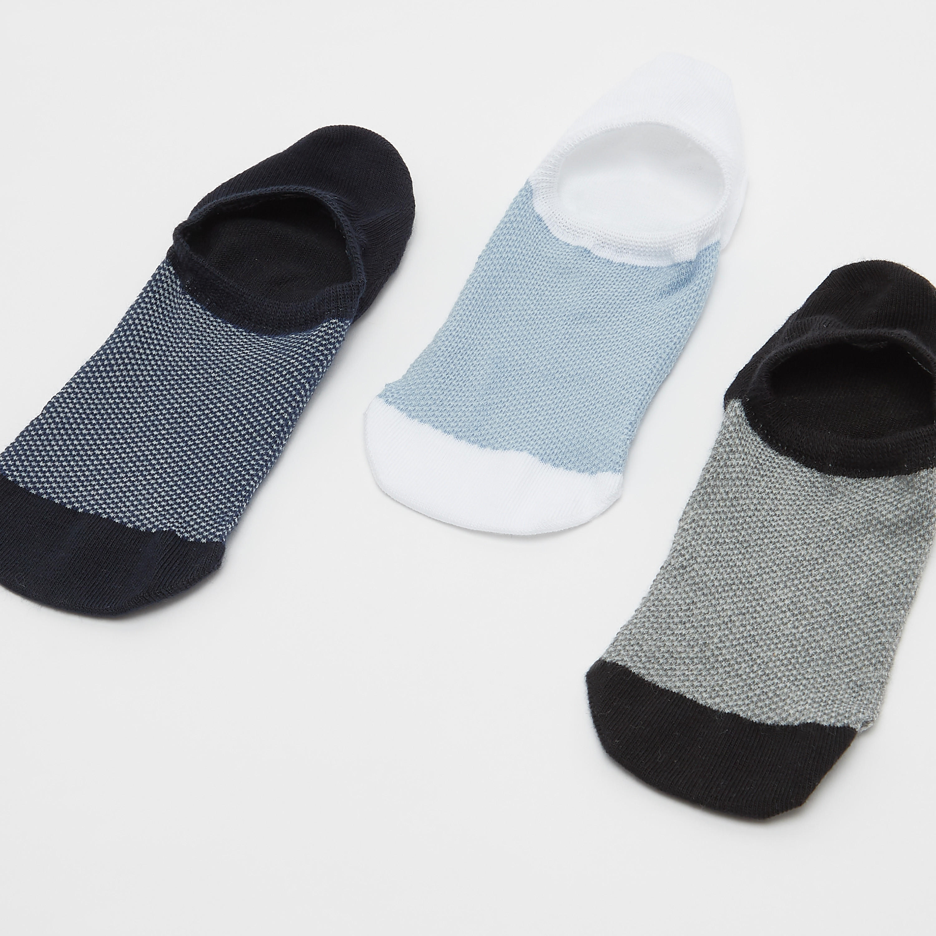 جوارب غير مرئية متعددة الألوان بحوّاف مطّاطية - طقم من 3 أزواج-men-socks-image-1