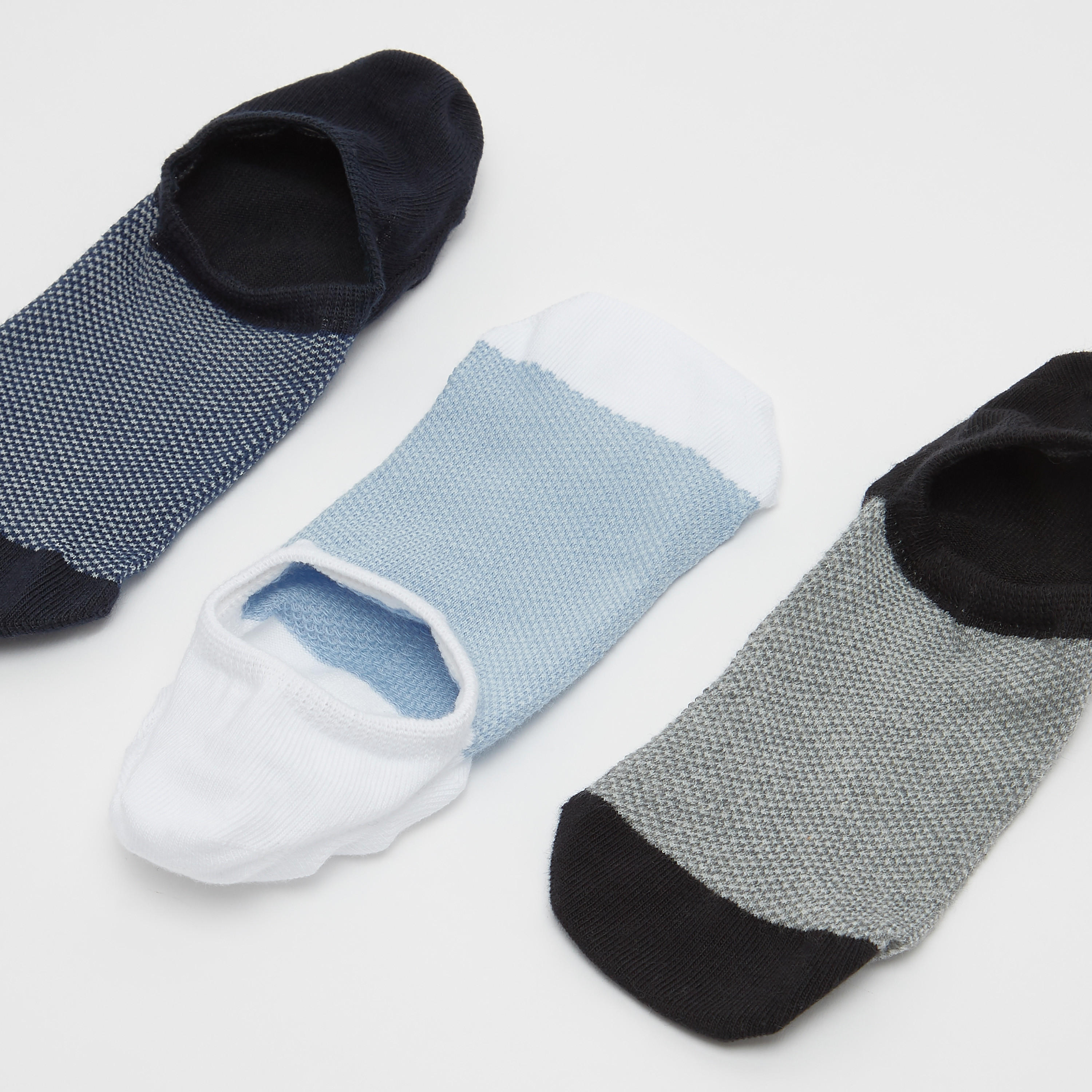 جوارب غير مرئية متعددة الألوان بحوّاف مطّاطية - طقم من 3 أزواج-men-socks-image-3