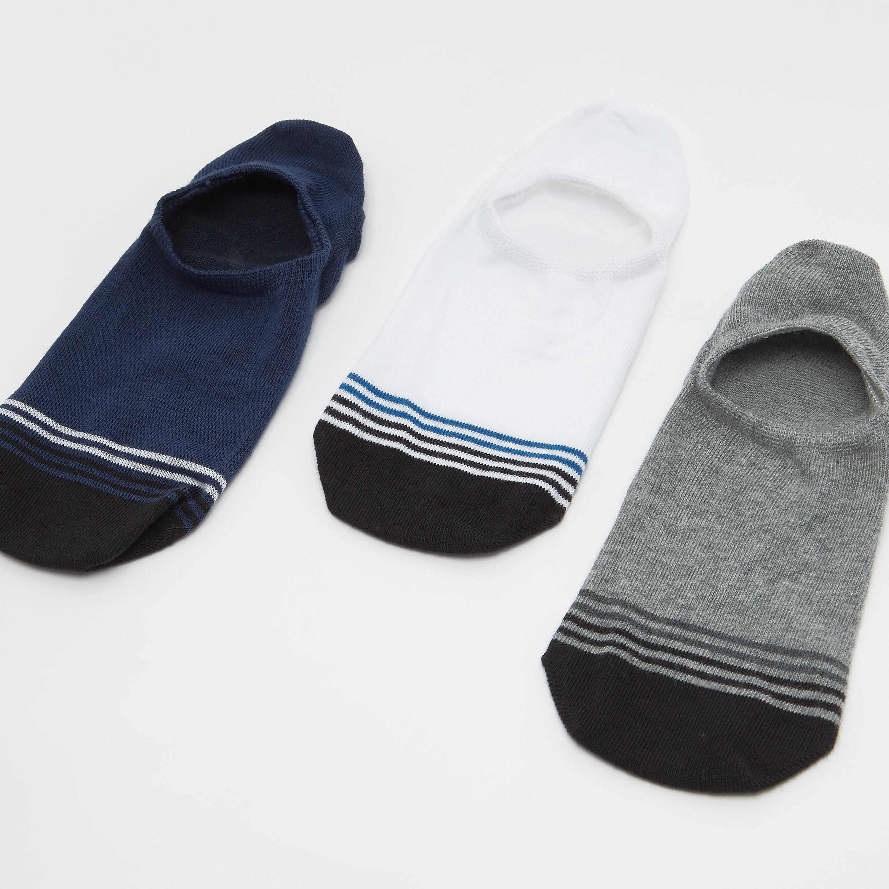 جوارب غير مرئية متعددة الألوان بحوّاف مطّاطية - طقم من 3 أزواج-men-socks-image-1