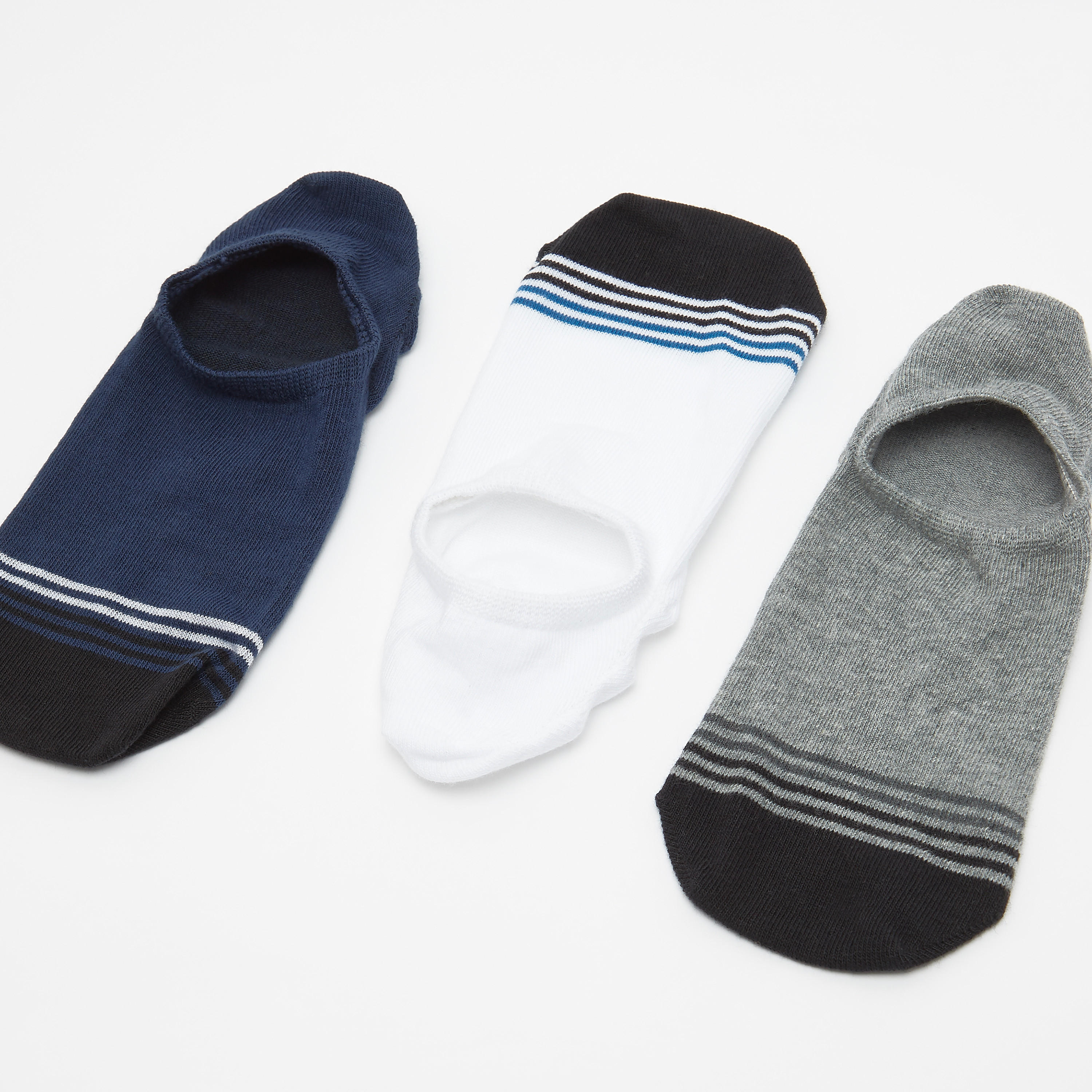 جوارب غير مرئية متعددة الألوان بحوّاف مطّاطية - طقم من 3 أزواج-men-socks-image-2