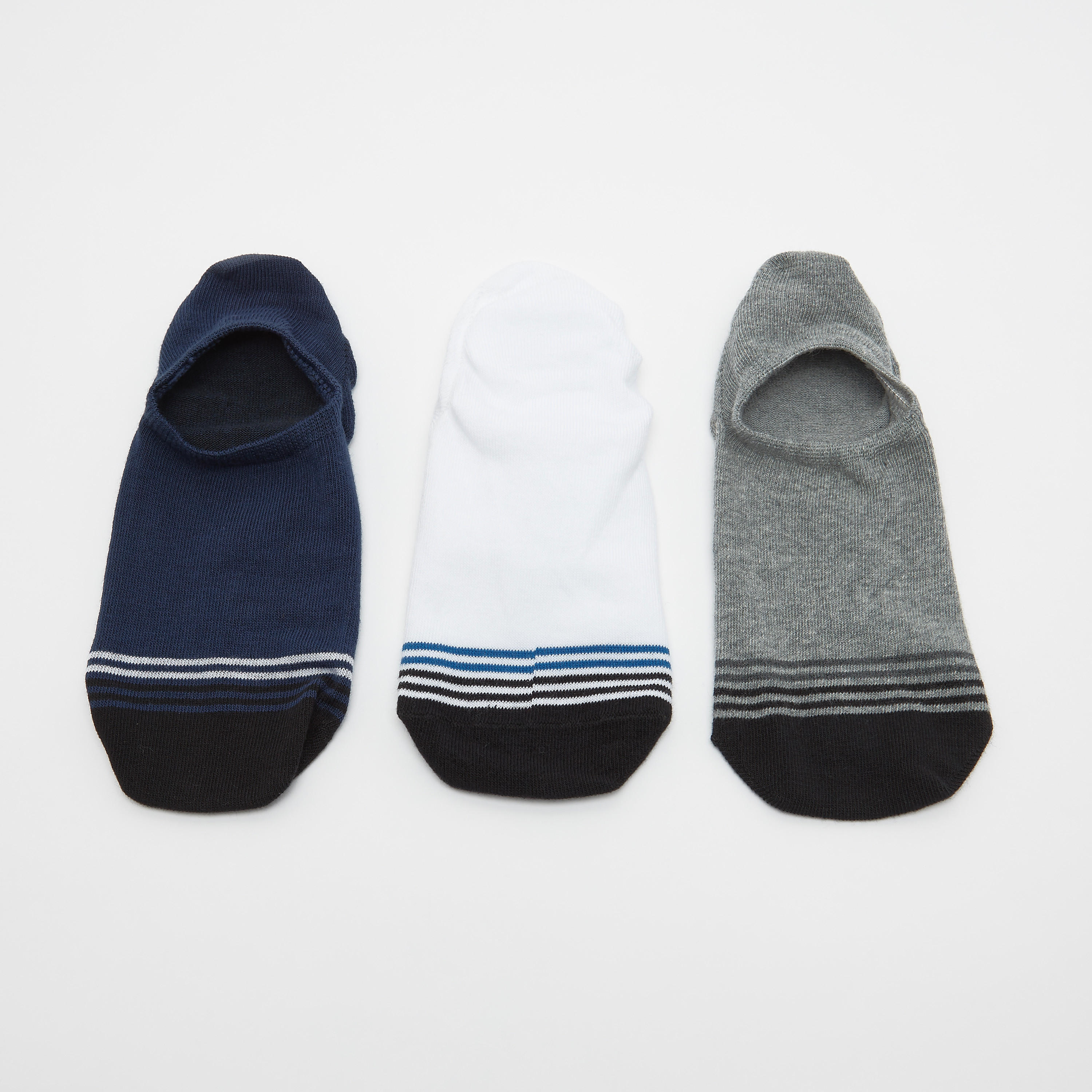 جوارب غير مرئية متعددة الألوان بحوّاف مطّاطية - طقم من 3 أزواج-men-socks-image-3