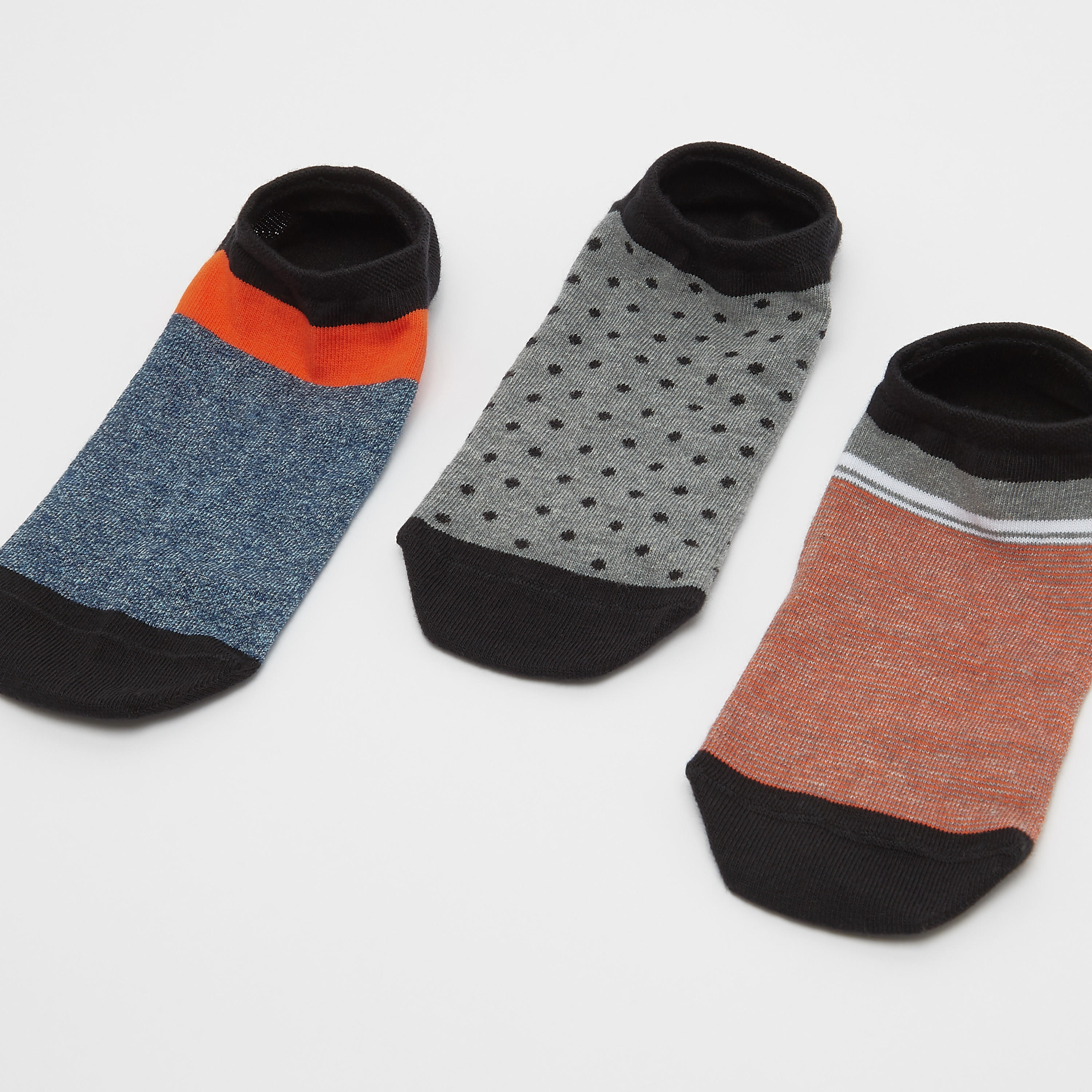 جوارب غير مرئية متعددة الألوان بحوّاف مطّاطية - طقم من 3 أزواج-men-socks-image-1