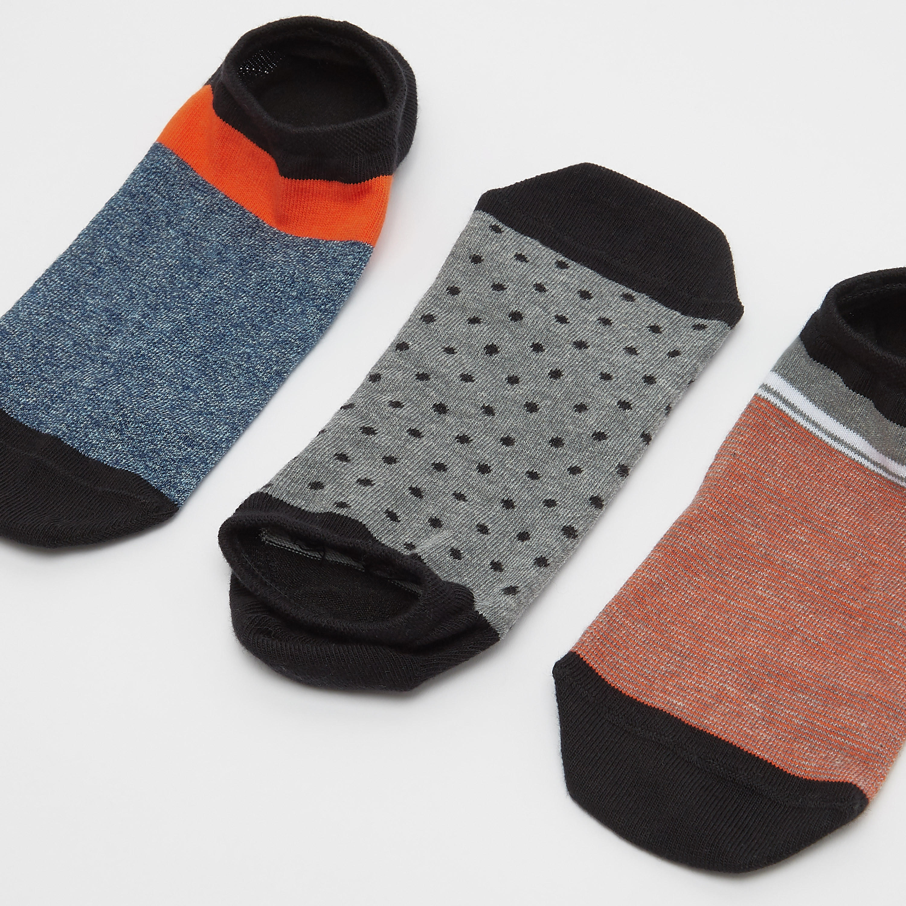 جوارب غير مرئية متعددة الألوان بحوّاف مطّاطية - طقم من 3 أزواج-men-socks-image-2
