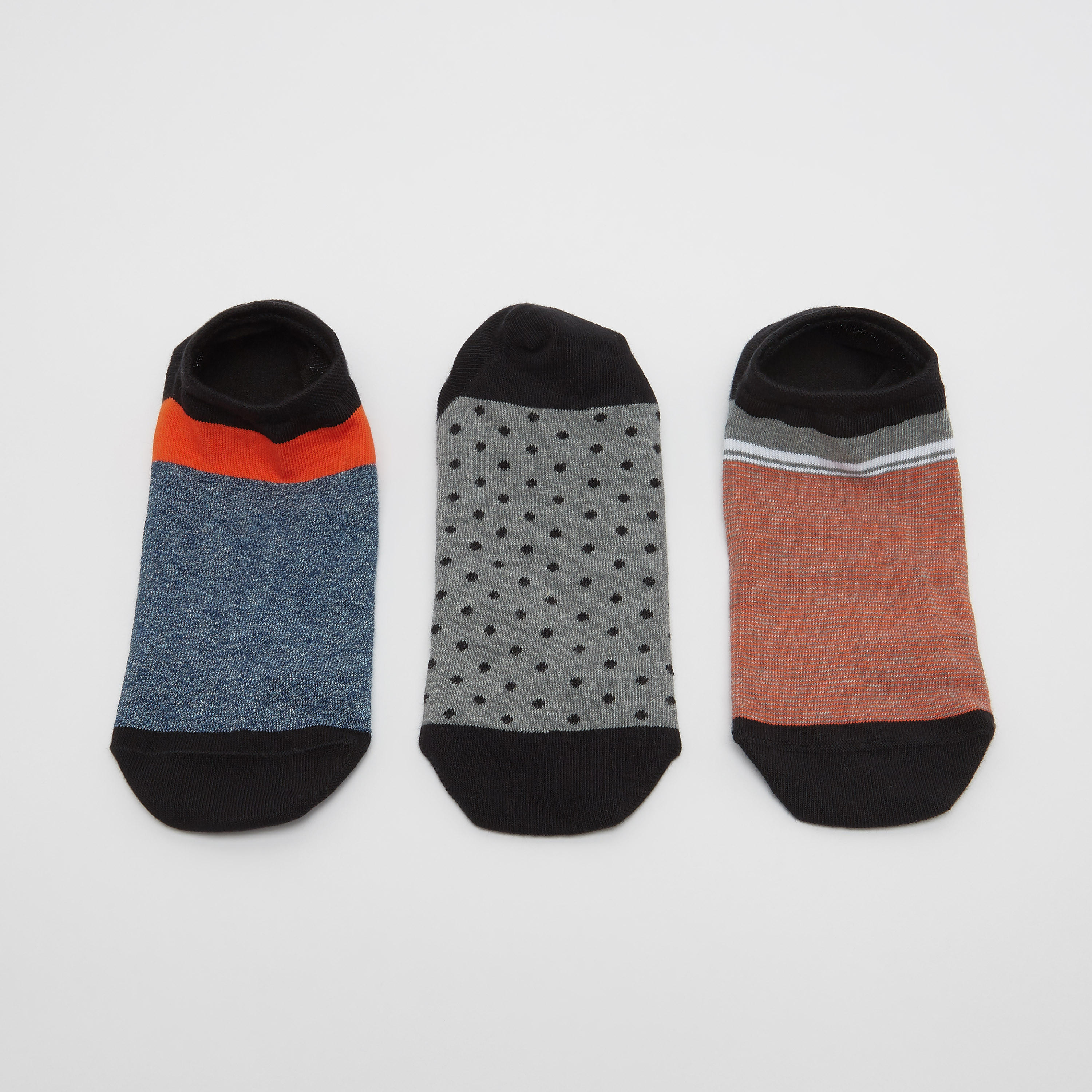جوارب غير مرئية متعددة الألوان بحوّاف مطّاطية - طقم من 3 أزواج-men-socks-image-3
