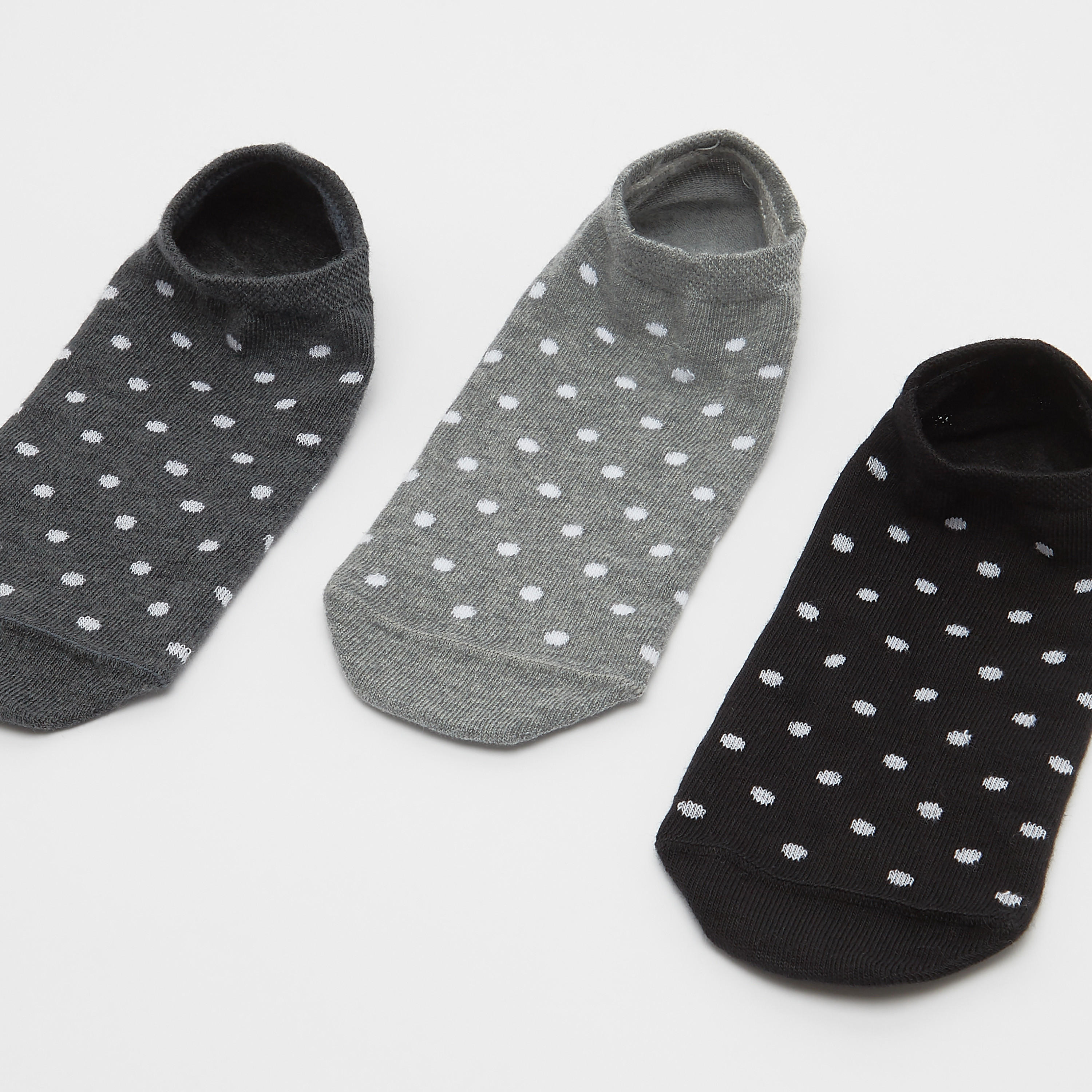جوارب مخفية بحواف مطّاطية منقطة- طقم من 3 أزواج-men-socks-image-1