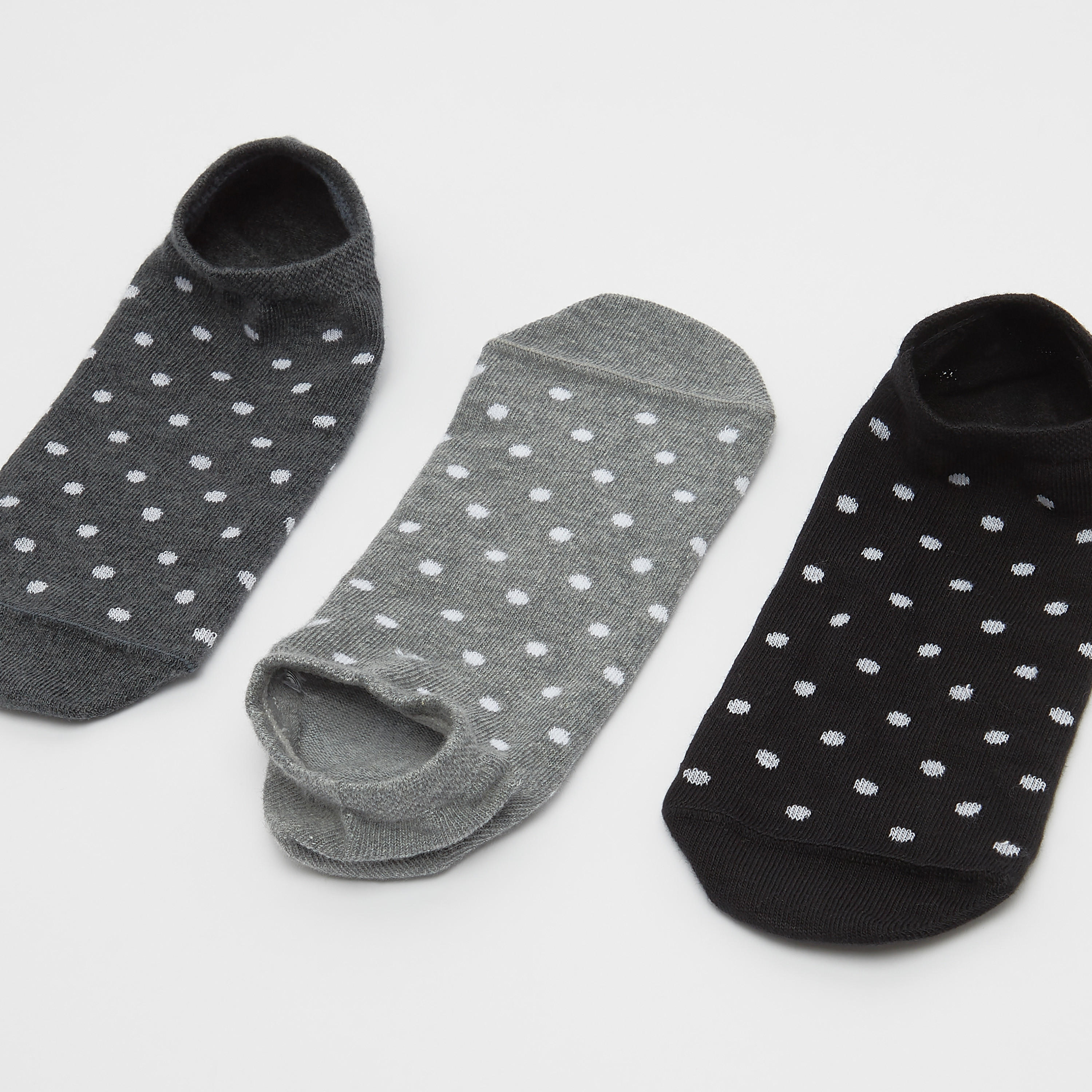 جوارب مخفية بحواف مطّاطية منقطة- طقم من 3 أزواج-men-socks-image-2