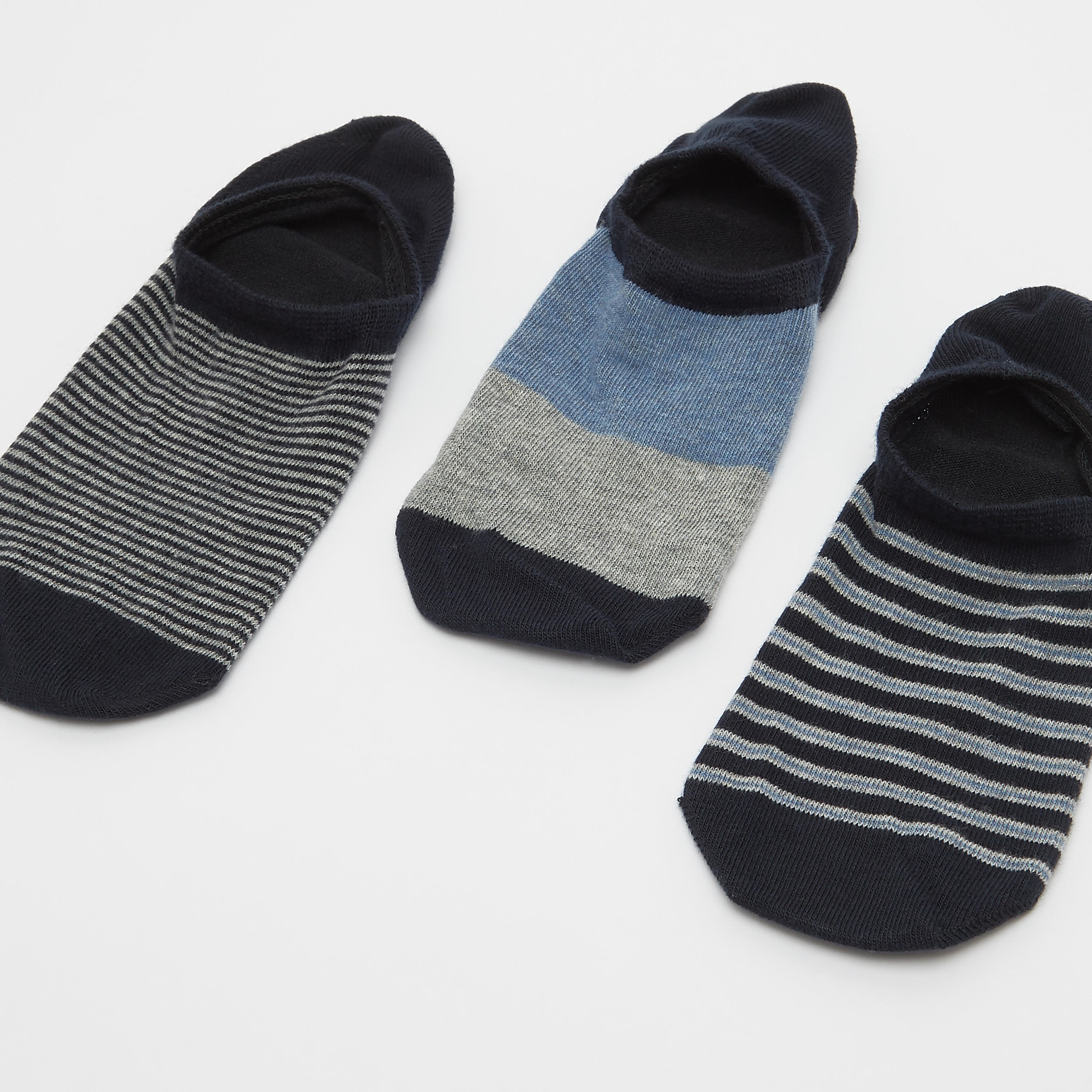 جوارب غير مرئية متعددة الألوان بحوّاف مطّاطية - طقم من 3 أزواج-men-socks-image-1