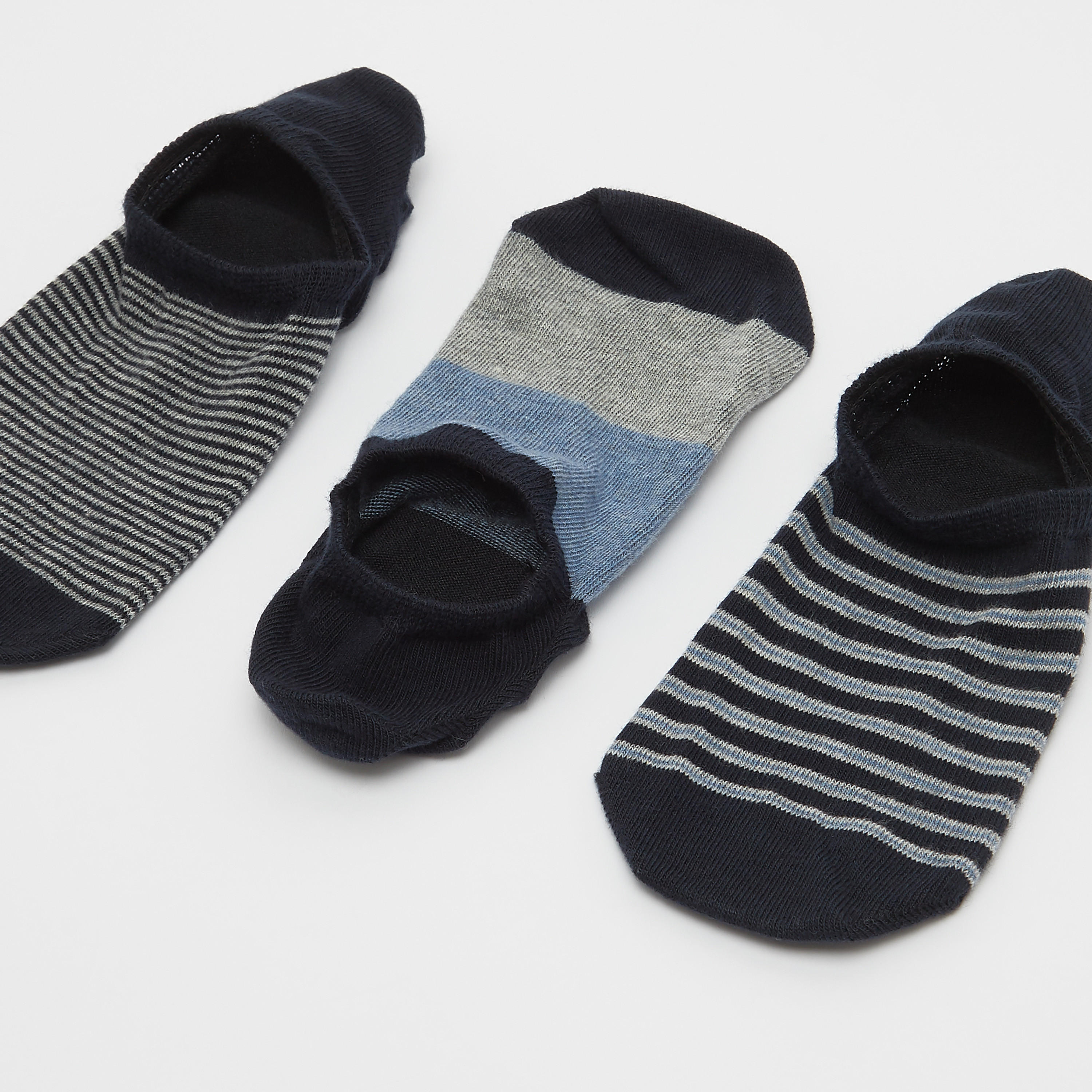 جوارب غير مرئية متعددة الألوان بحوّاف مطّاطية - طقم من 3 أزواج-men-socks-image-2