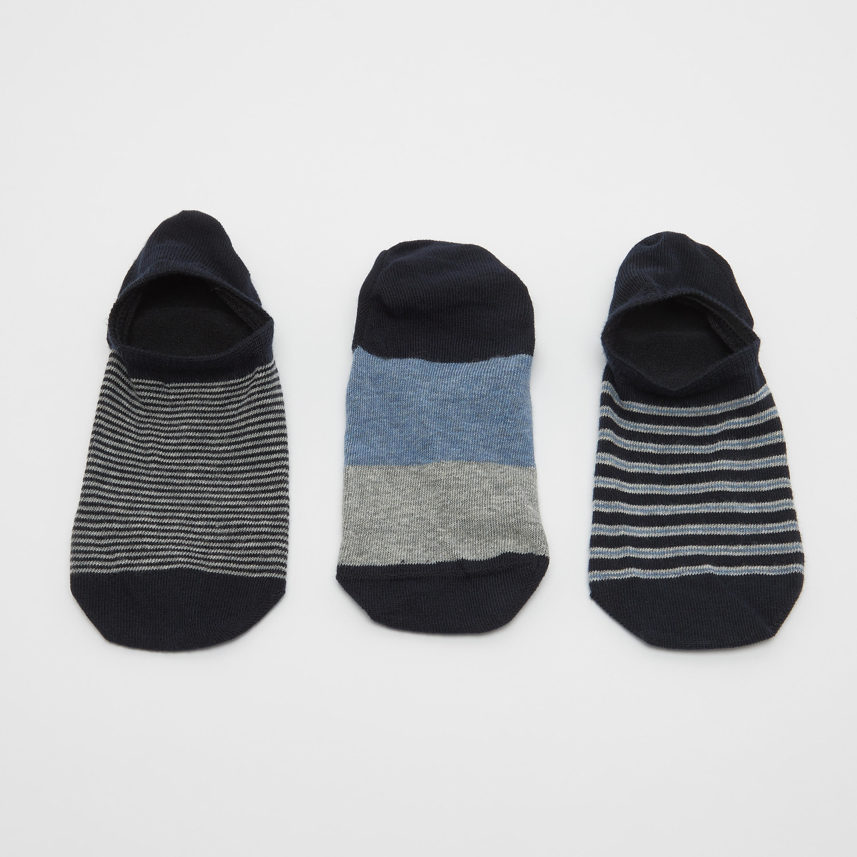 جوارب غير مرئية متعددة الألوان بحوّاف مطّاطية - طقم من 3 أزواج-men-socks-image-3