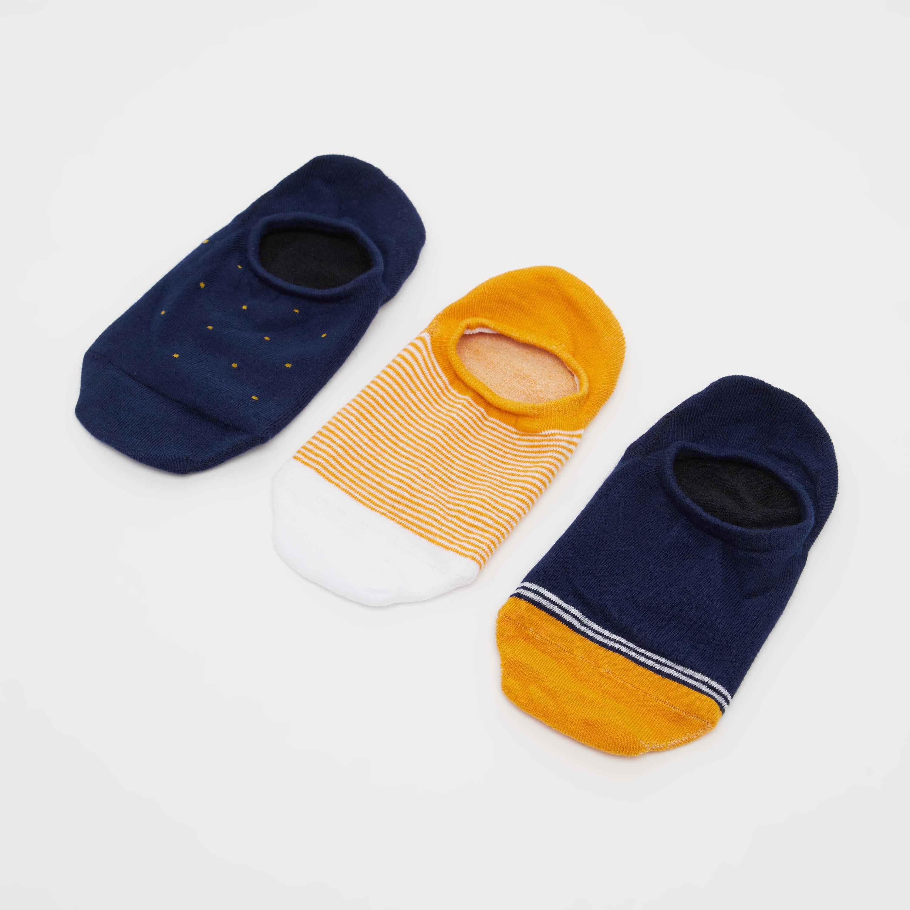 جوارب غير مرئية متعددة الألوان بحوّاف مطّاطية - طقم من 3 أزواج-men-socks-image-3
