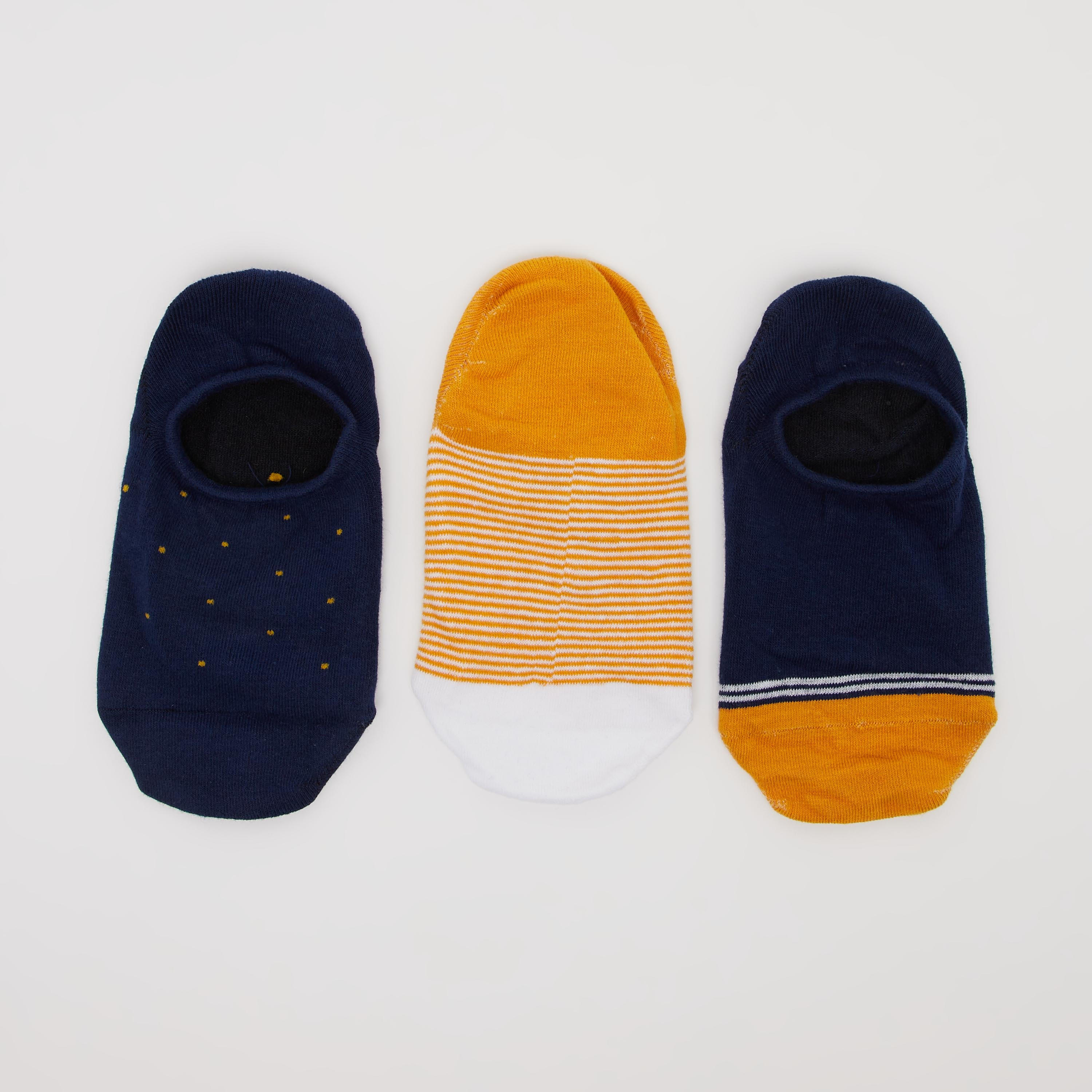 جوارب غير مرئية متعددة الألوان بحوّاف مطّاطية - طقم من 3 أزواج-men-socks-image-1