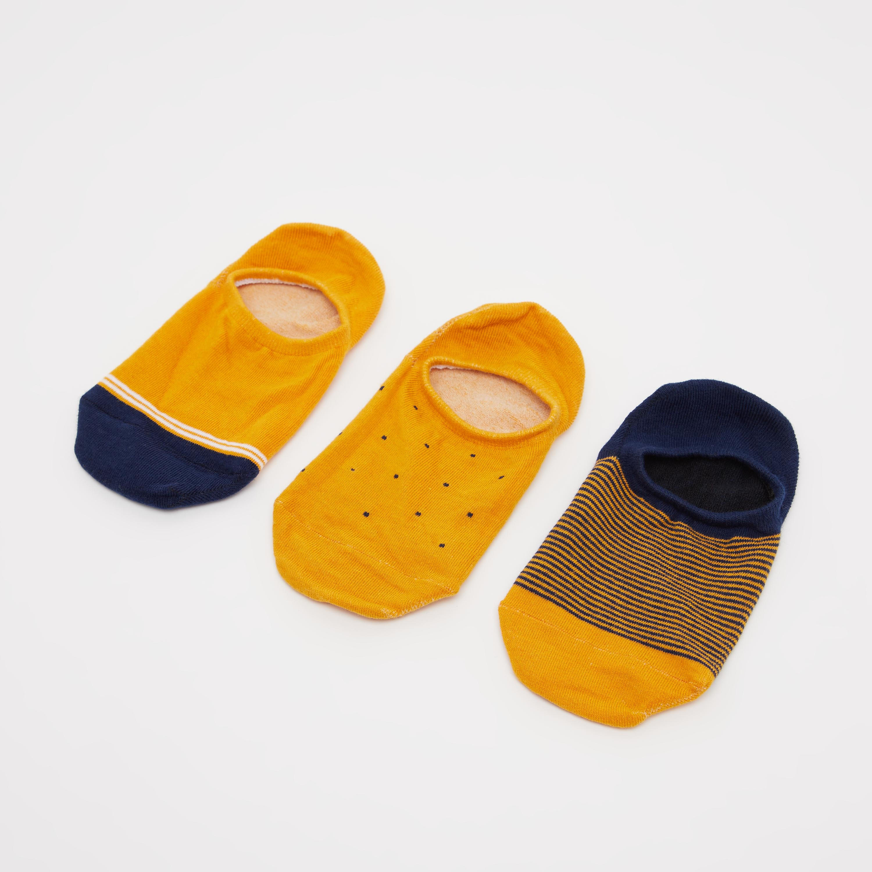 جوارب غير مرئية متعددة الألوان بحوّاف مطّاطية - طقم من 3 أزواج-men-socks-image-1