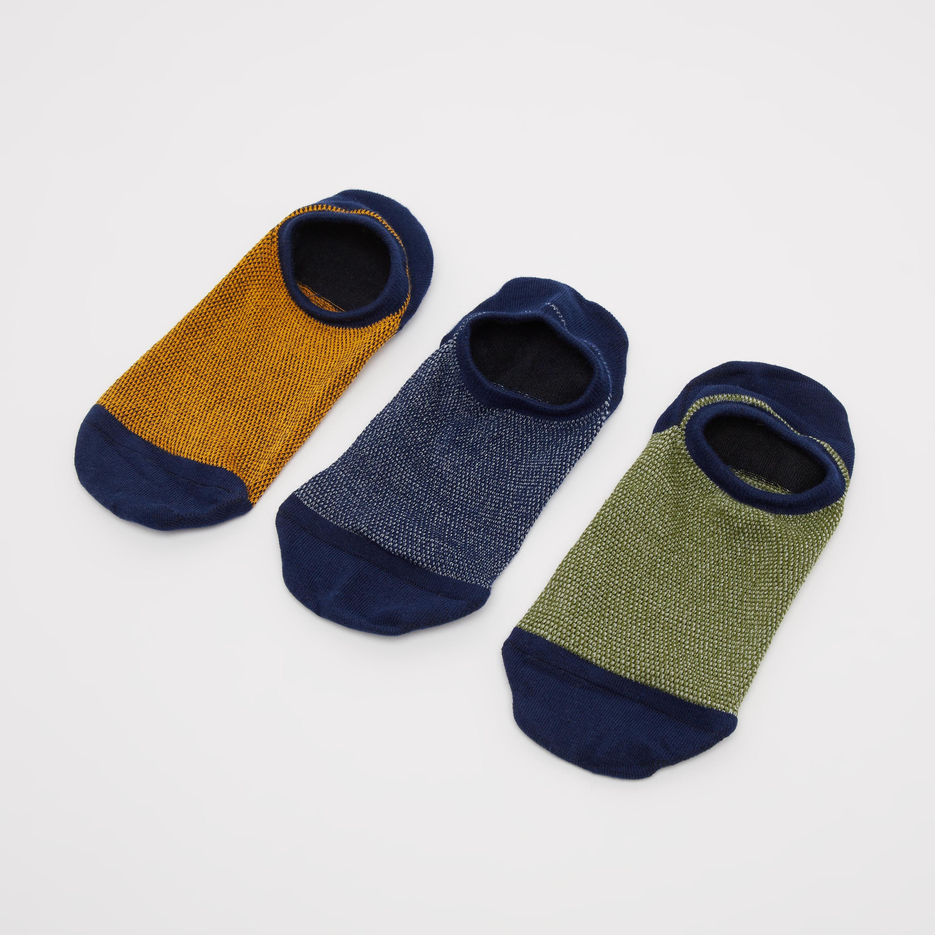 Set of 3 - Assorted No Show Socks with Cuffed Hem-men-socks-image-1