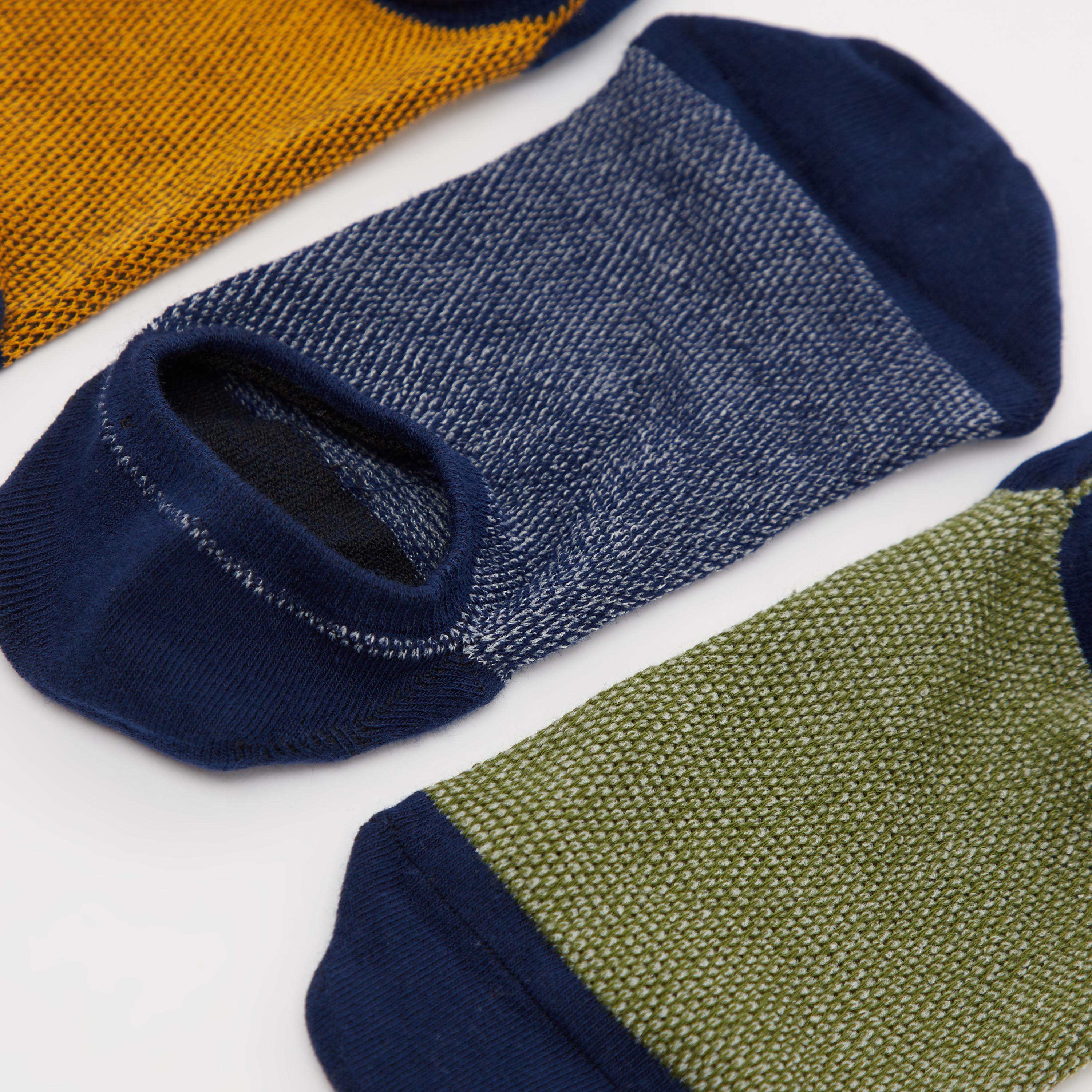 Set of 3 - Assorted No Show Socks with Cuffed Hem-men-socks-image-2