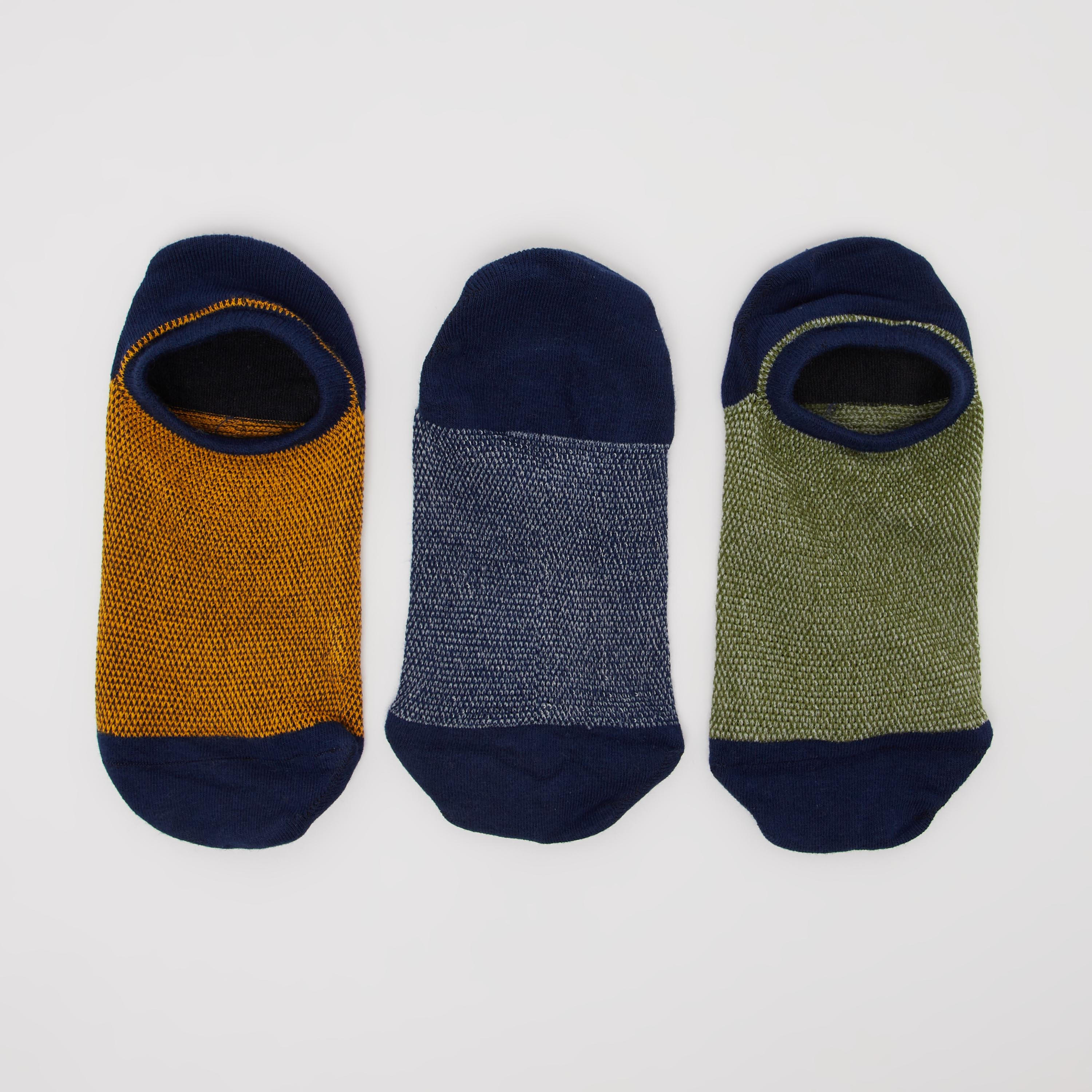 Set of 3 - Assorted No Show Socks with Cuffed Hem-men-socks-image-3