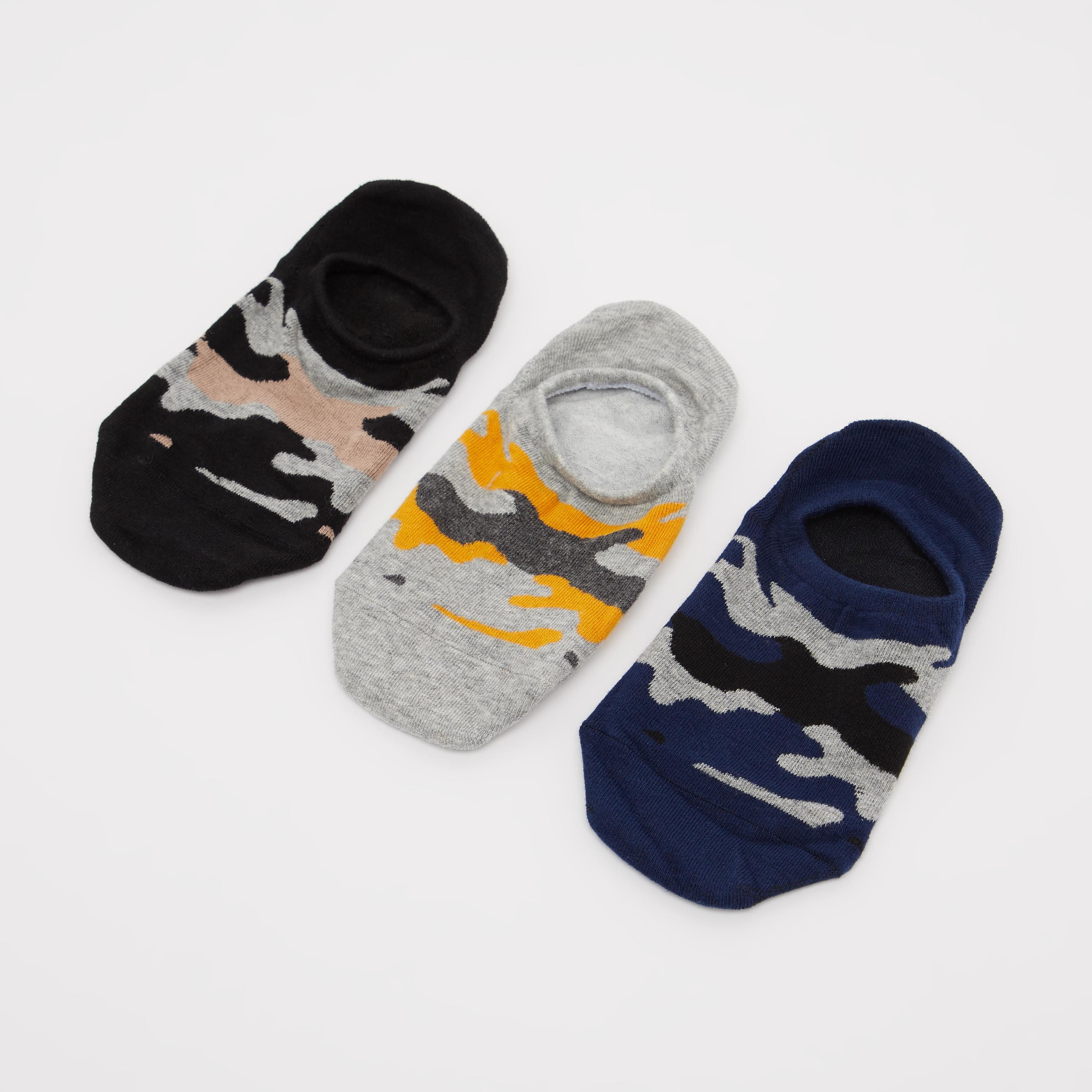 جوارب غير مرئية متعددة الألوان بحوّاف مطّاطية - طقم من 3 أزواج-men-socks-image-1