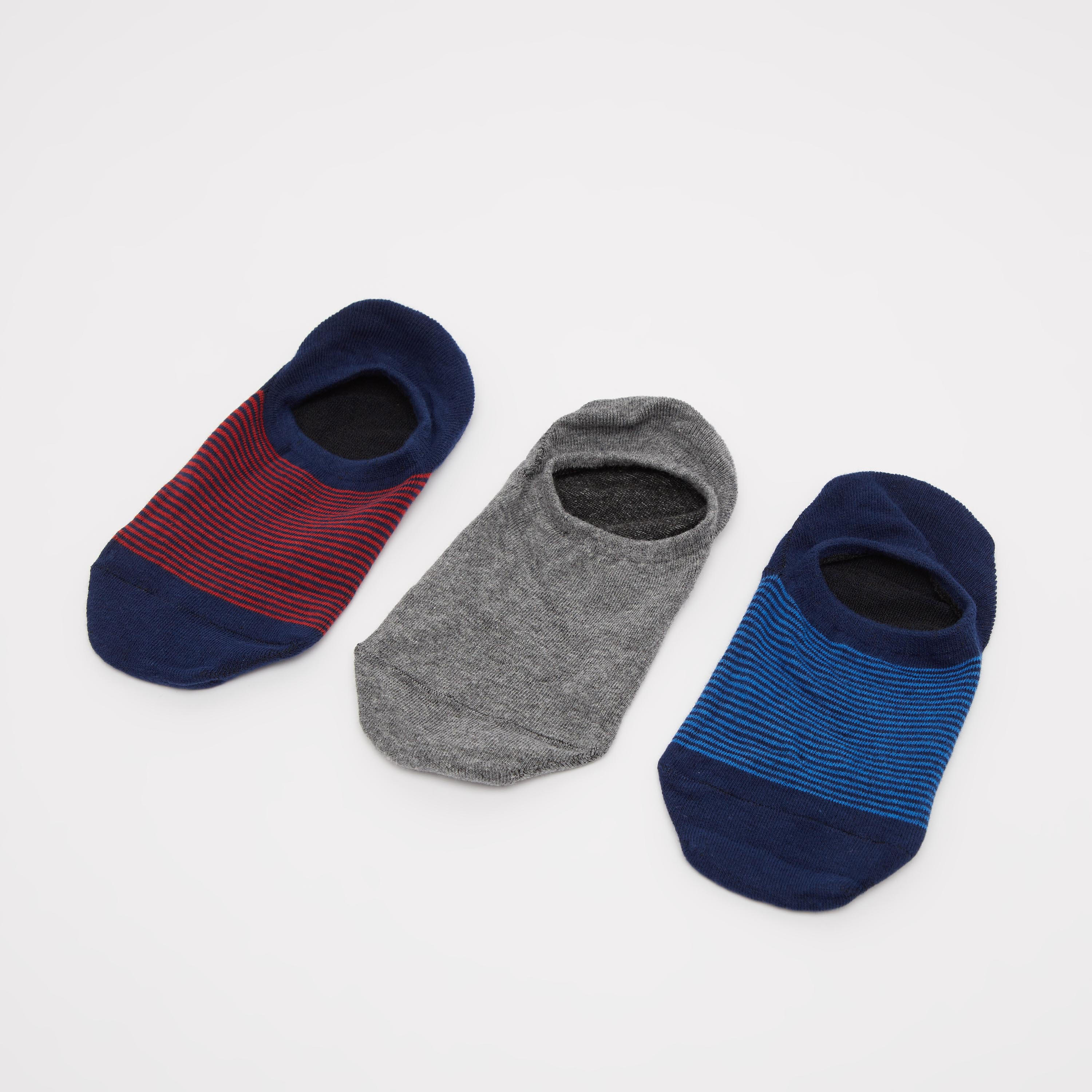 جوارب غير مرئية متعددة الألوان بحوّاف مطّاطية - طقم من 3 أزواج-men-socks-image-1
