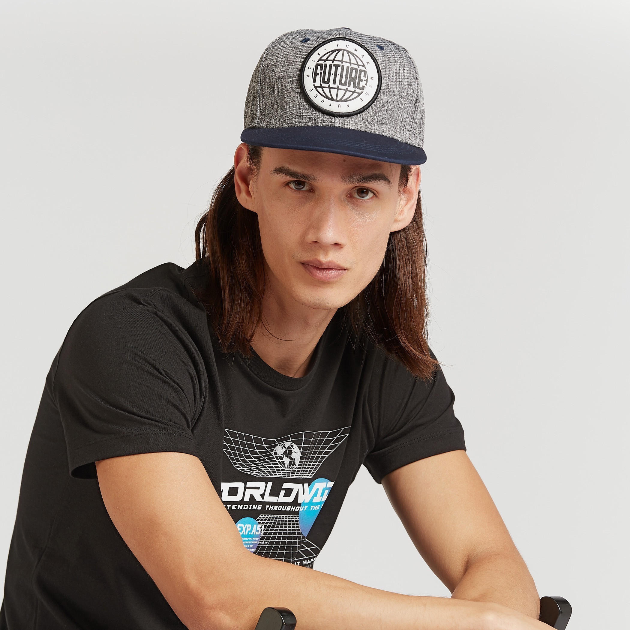Embroidered Applique Detail Cap with Snap Closure-men-caps-image-2
