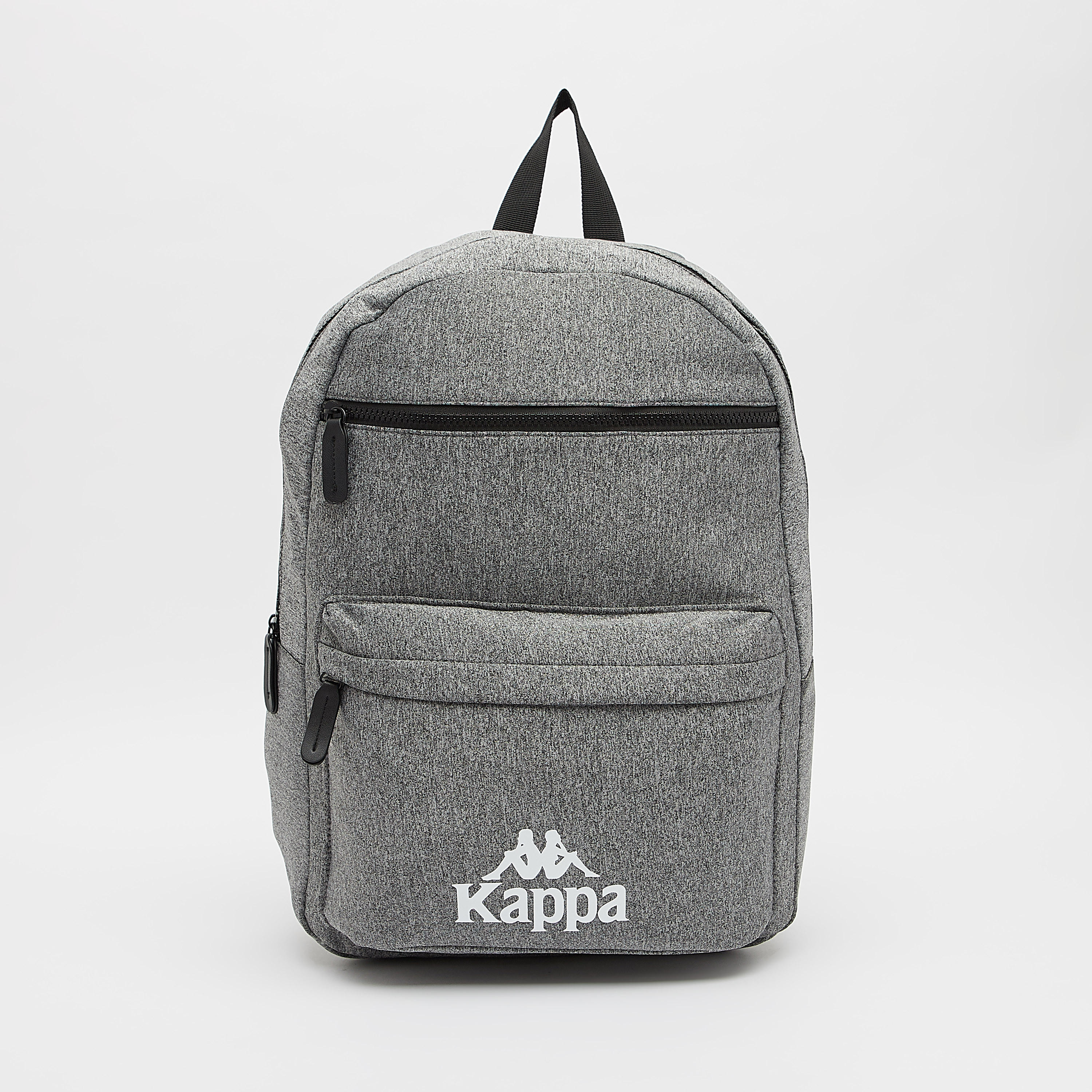 Kappa Logo Print Backpack with Adjustable Straps and Zip Closure-men-bags-image-1