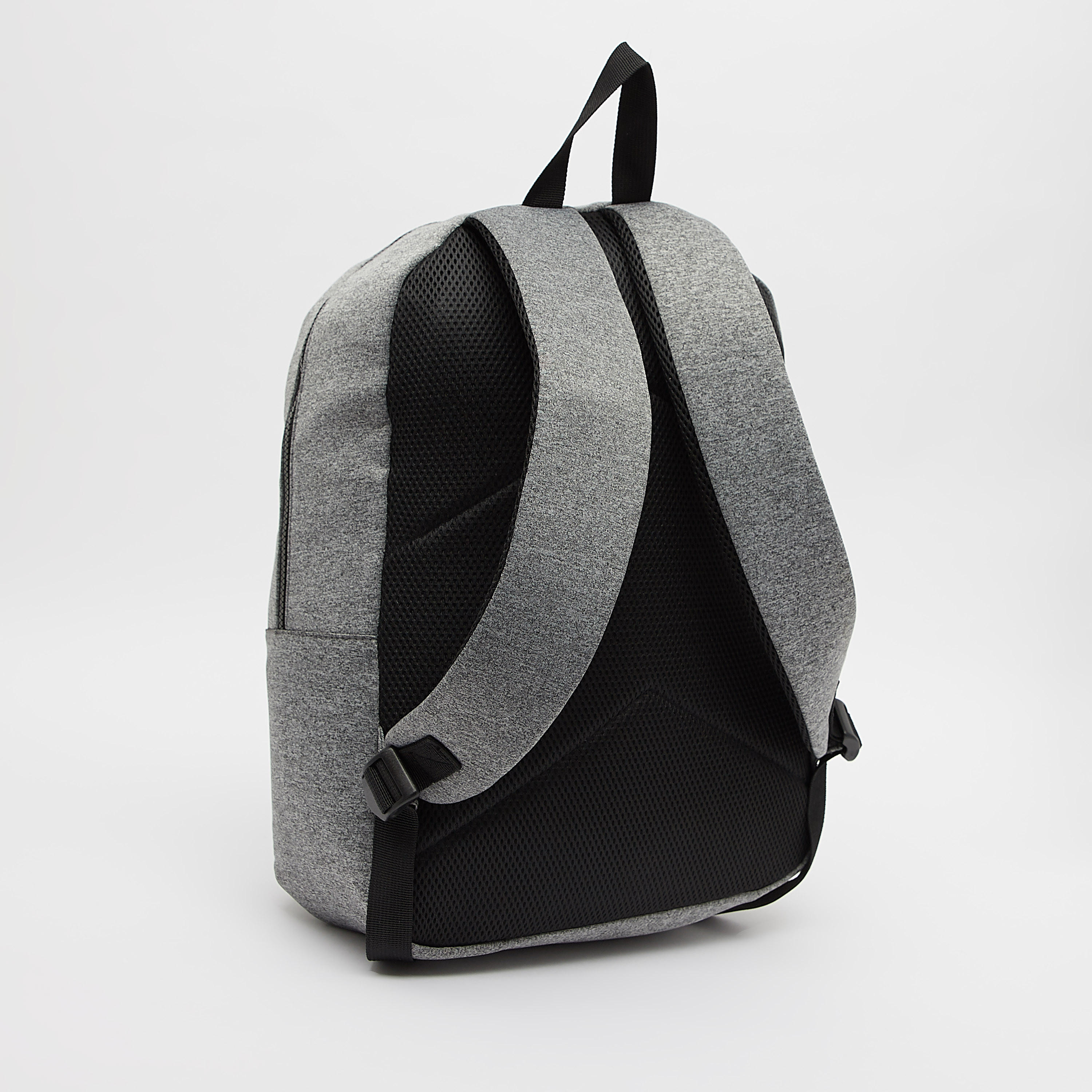 Kappa Logo Print Backpack with Adjustable Straps and Zip Closure-men-bags-image-3