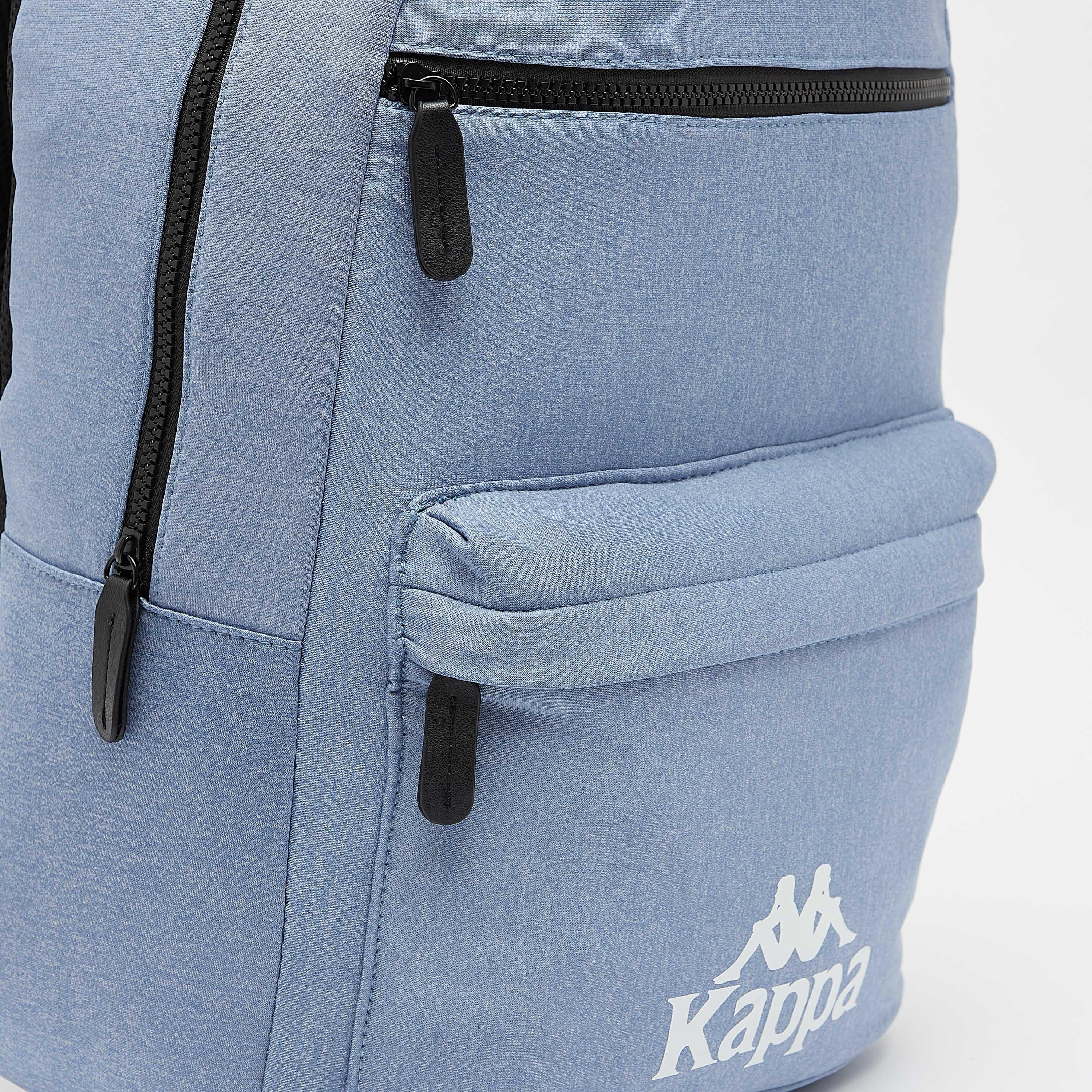 Kappa Logo Printed Backpack with Adjustable Strap and Zip Closure-men-bags-image-2
