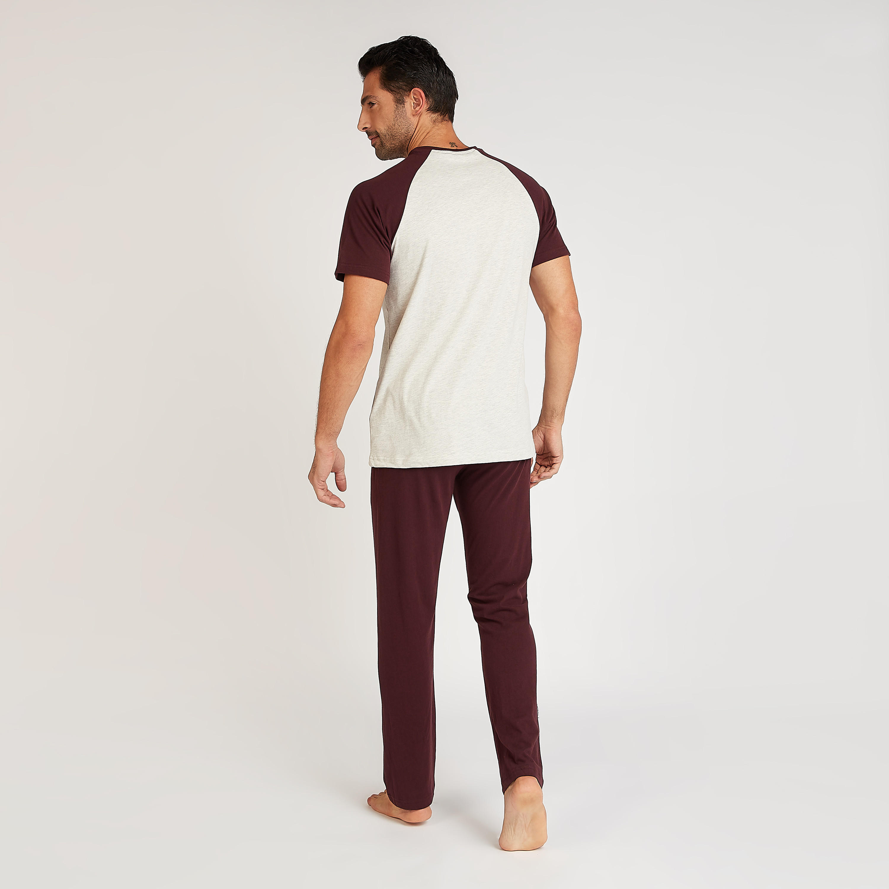 Sustainable Solid Raglan Sleeves T-shirt and Full Length Pyjama Set-men-clothing-nightwear-sets-image-2