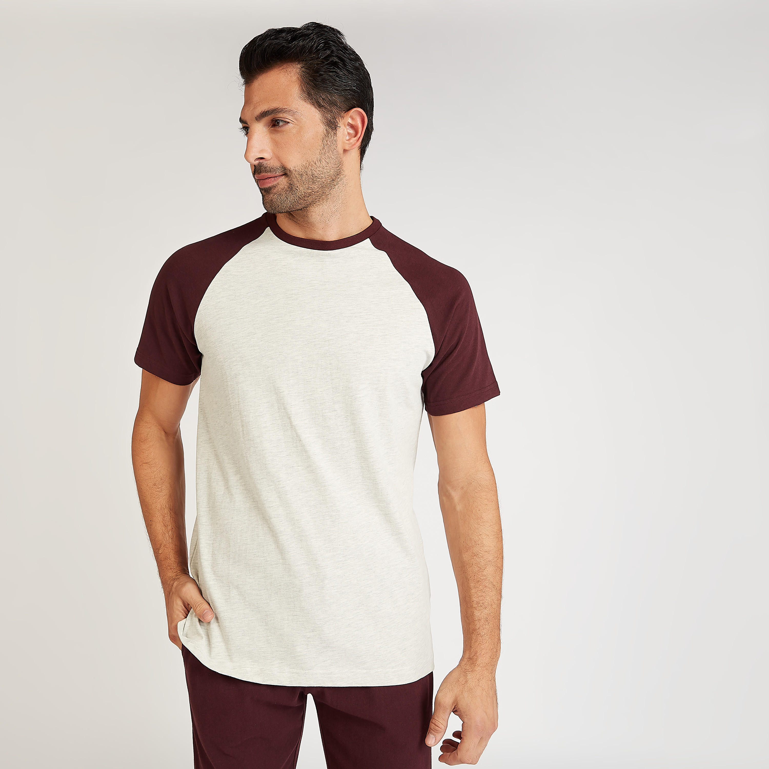 Sustainable Solid Raglan Sleeves T-shirt and Full Length Pyjama Set-men-clothing-nightwear-sets-image-3
