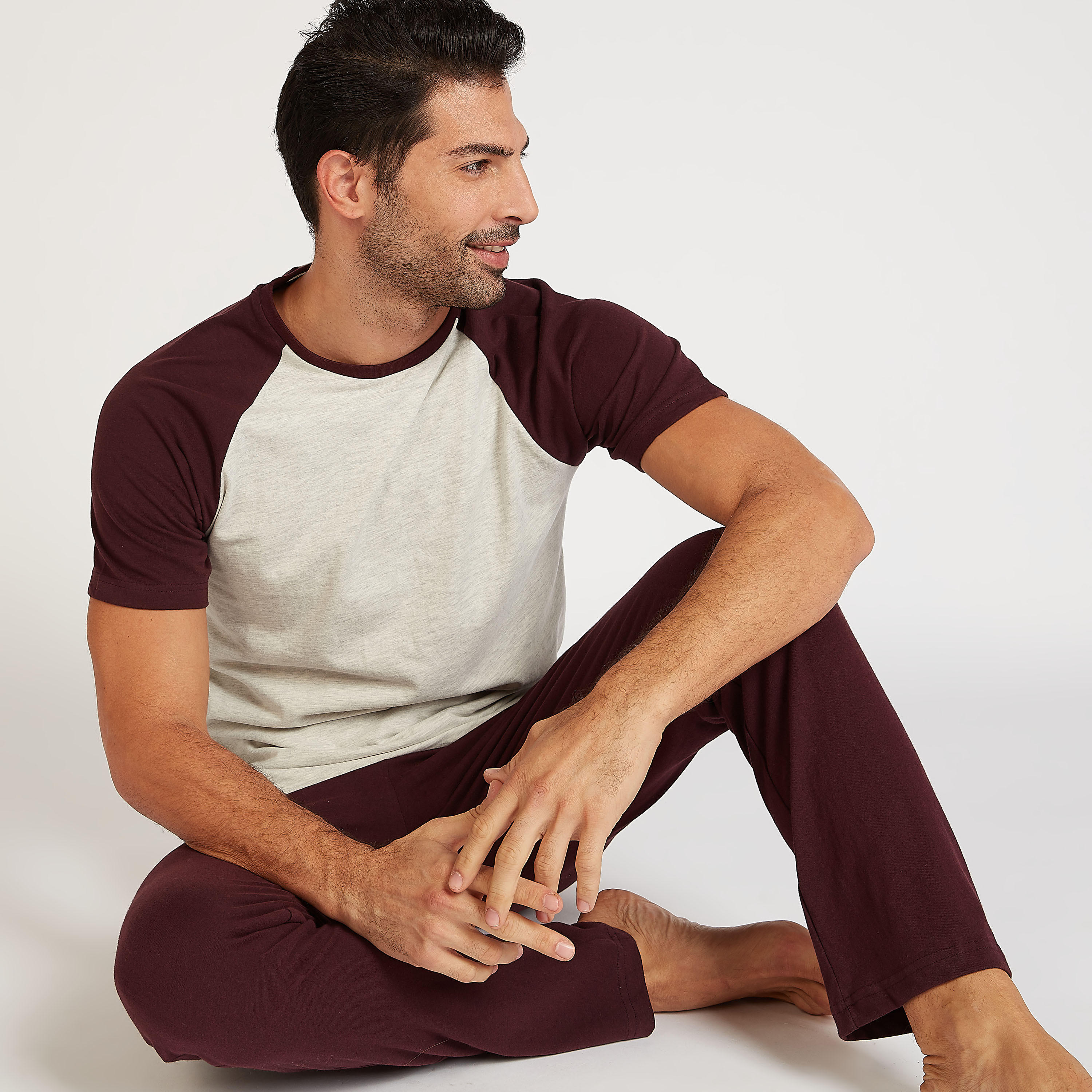 Sustainable Solid Raglan Sleeves T-shirt and Full Length Pyjama Set-men-clothing-nightwear-sets-image-5