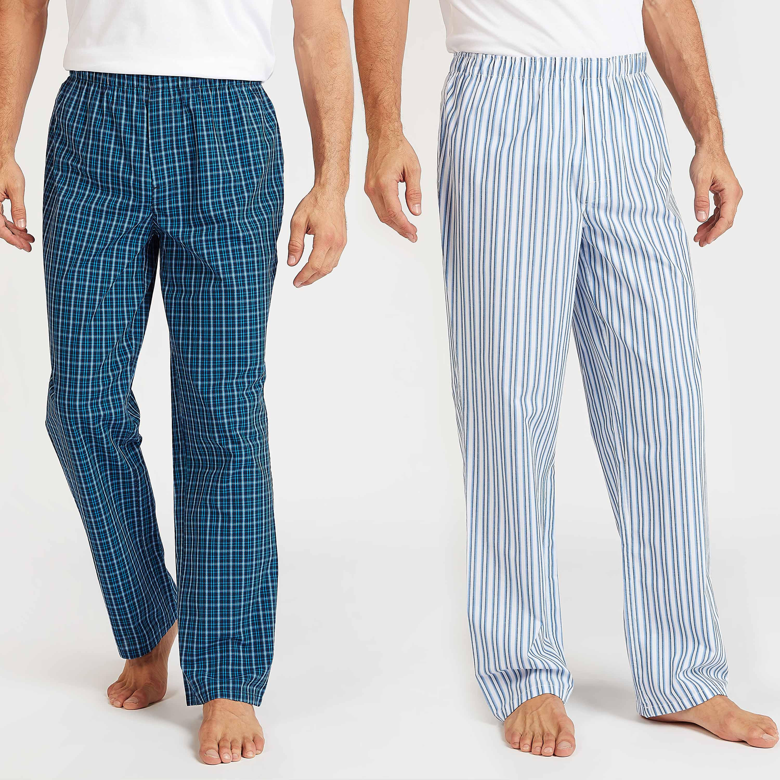 بنطلون بيجاما طويل بخصر مطاطي وطبعات - طقم من قطعتين-men-clothing-nightwear-pyjamaandshorts-image-1