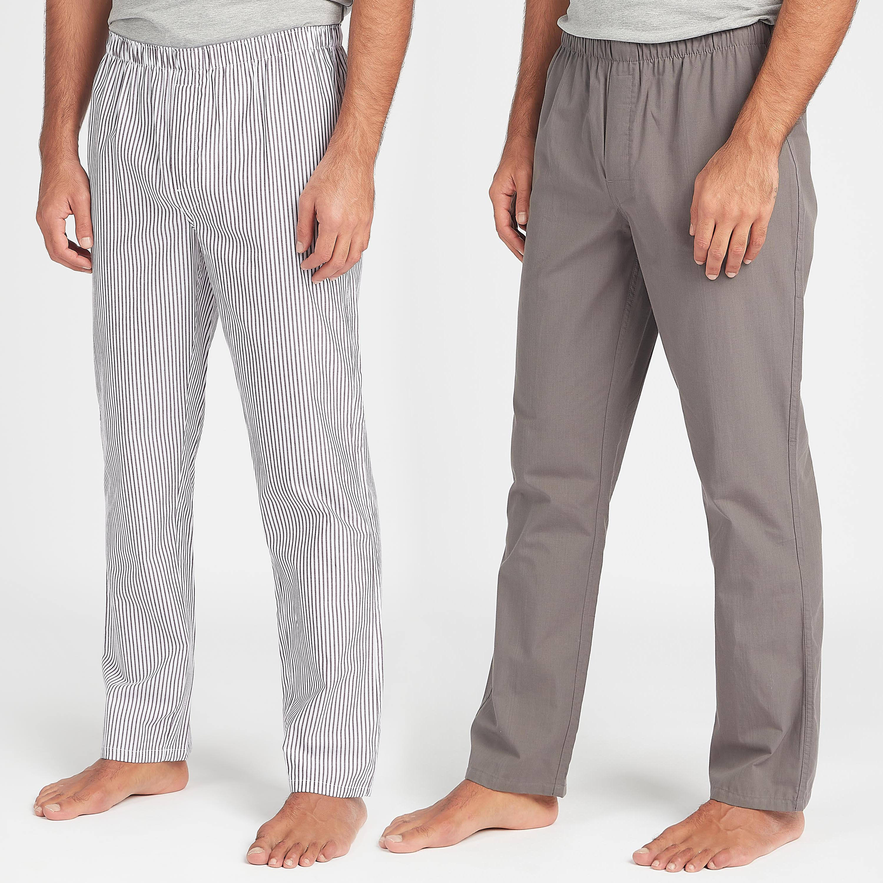 بنطلون بيجاما طويل بخصر مطاطي وطبعات - طقم من قطعتين-men-clothing-nightwear-pyjamaandshorts-image-1