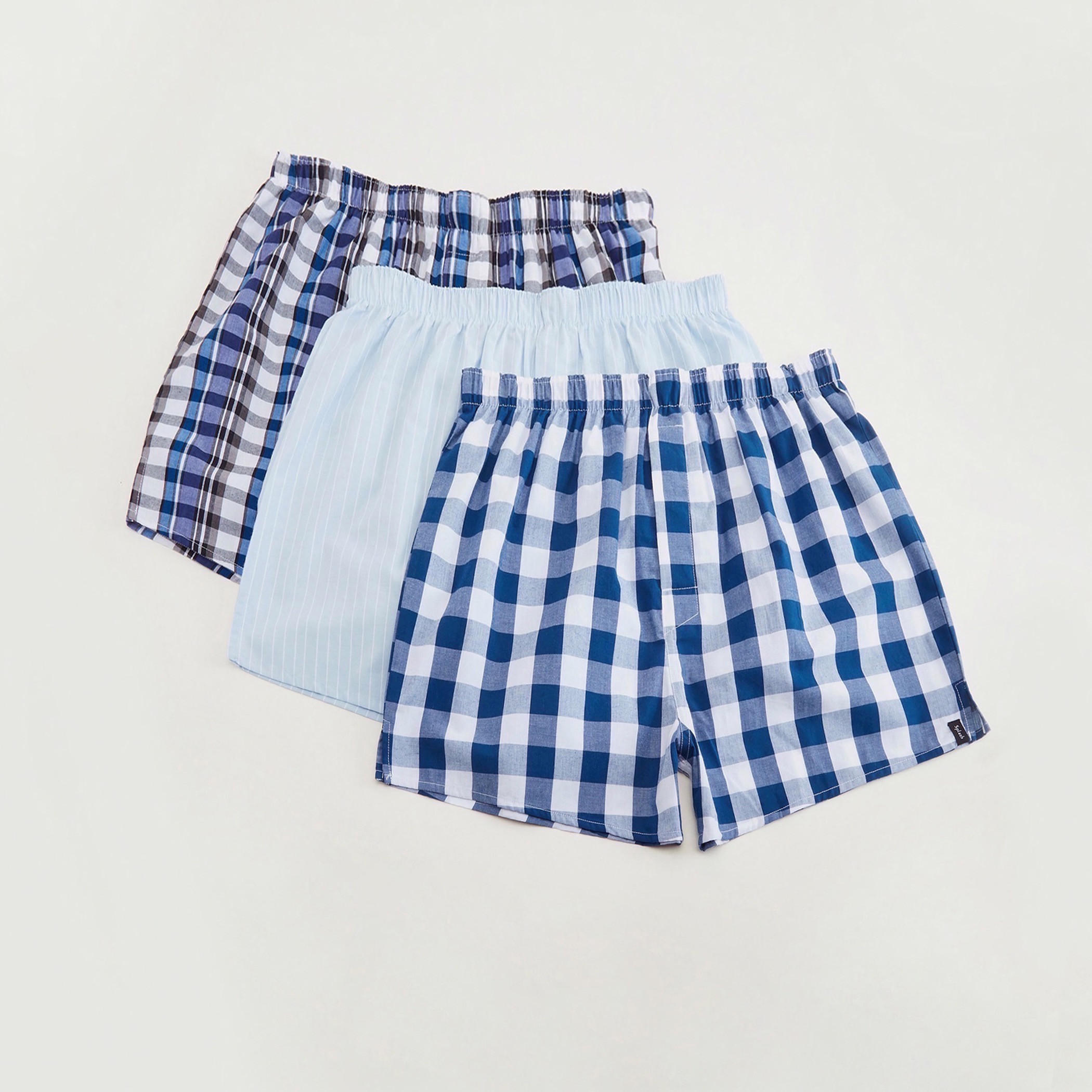 سراويل بوكسر كاروهات بخصر مطّاطي - طقم من 3 قطع-men-clothing-innerwear-underwear-image-1