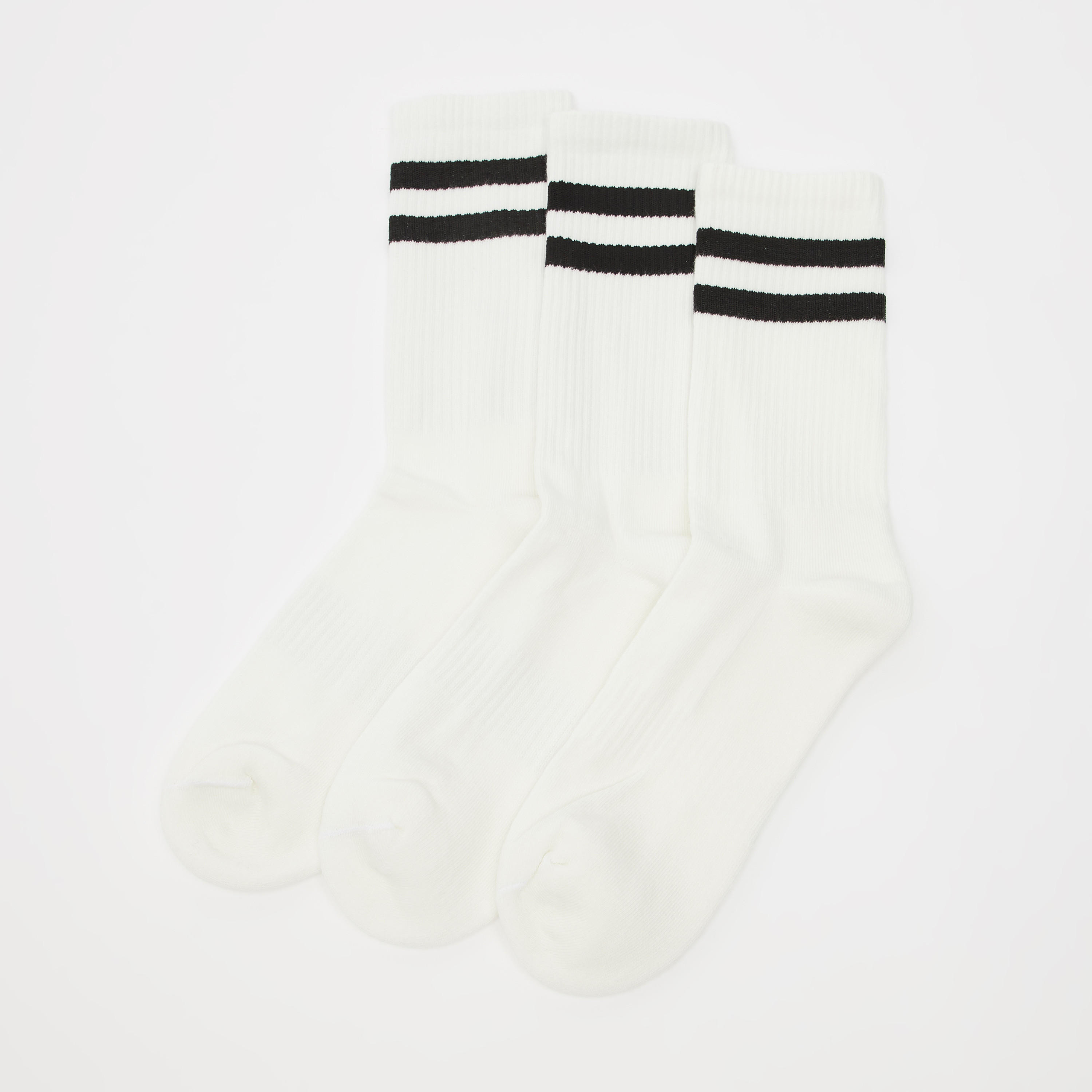 جوارب مقلّمة بطول ربلة الساق بحواف مضلّعة - طقم من 3 أزواج-men-socks-image-1