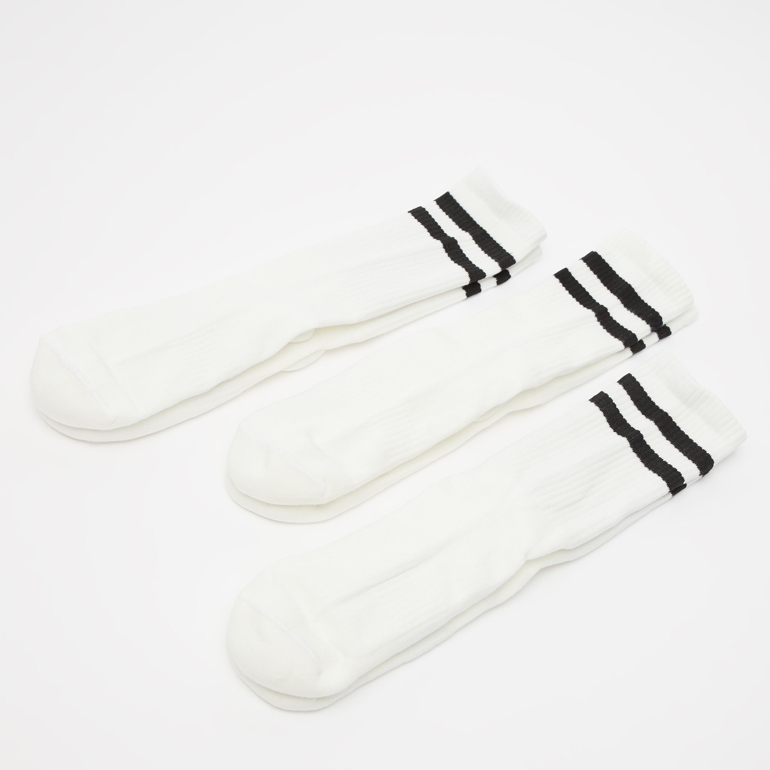 جوارب مقلّمة بطول ربلة الساق بحواف مضلّعة - طقم من 3 أزواج-men-socks-image-3