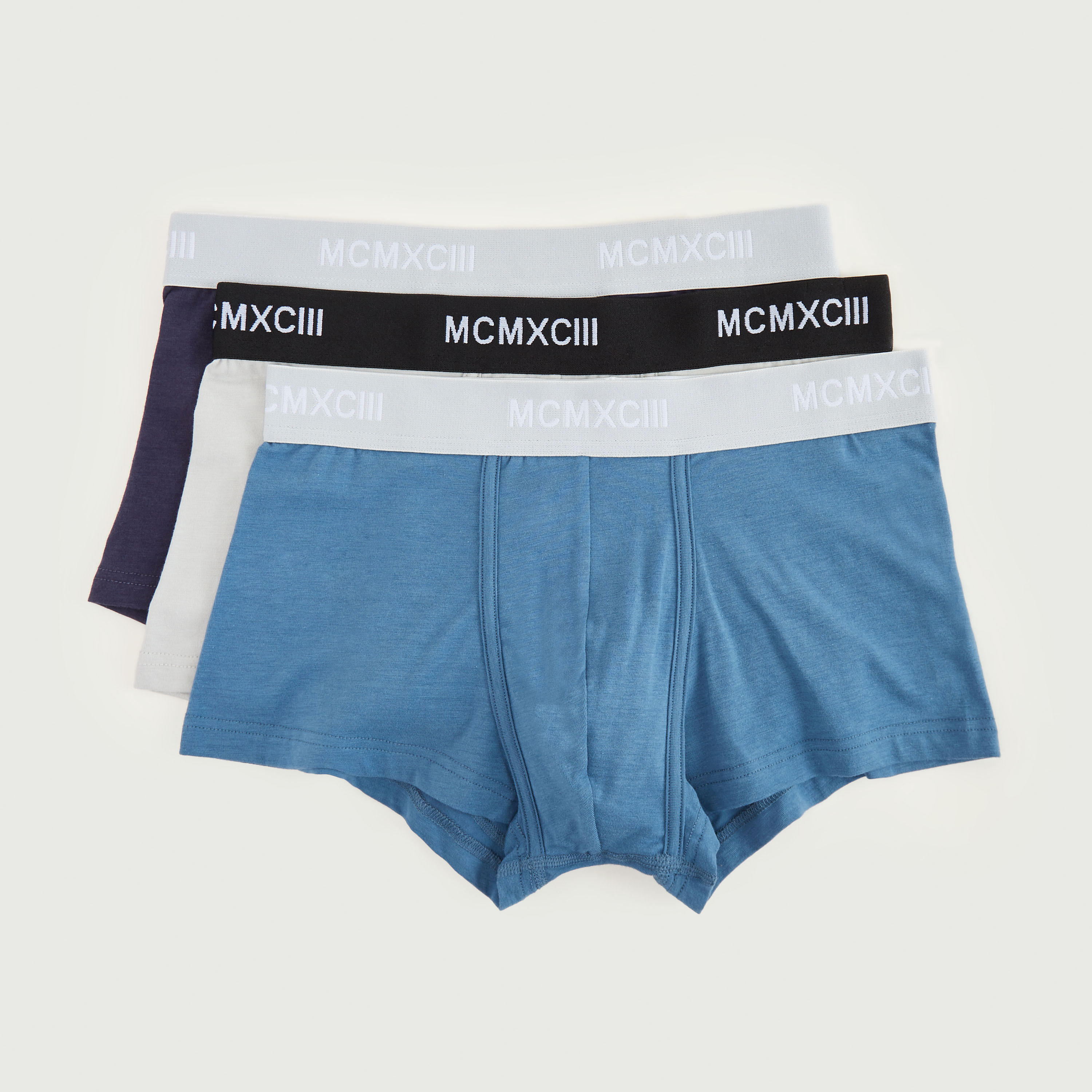 شورتات ترانك مستدامة بخصر مطّاطي متباين - طقم من 3 قطع-men-clothing-innerwear-underwear-image-1