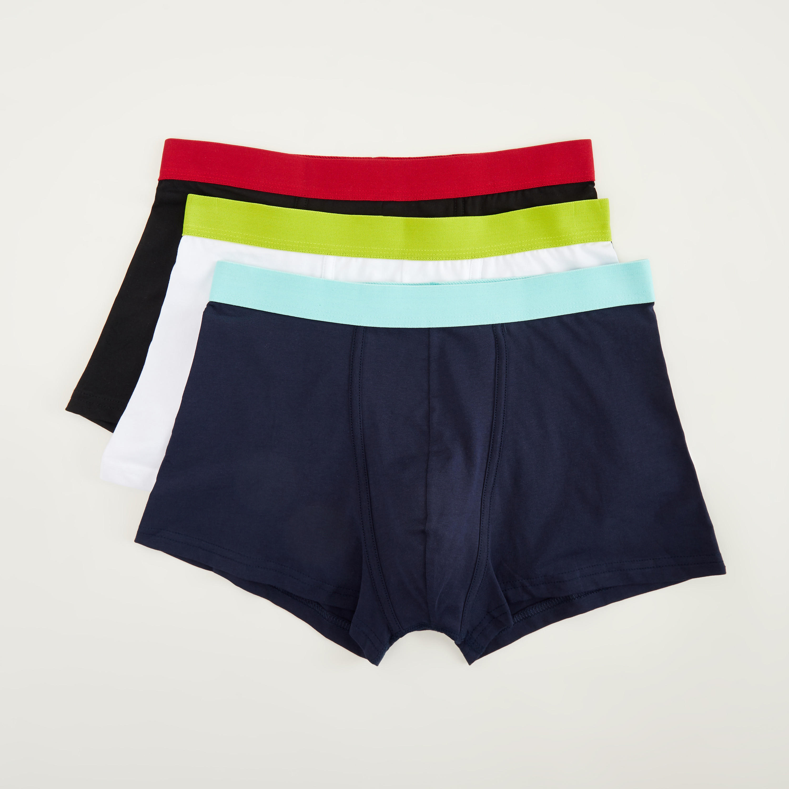 شورتات ترانك داخليّة سادة بخصر مطّاطي- طقم من 3 قطع-men-clothing-innerwear-underwear-image-4