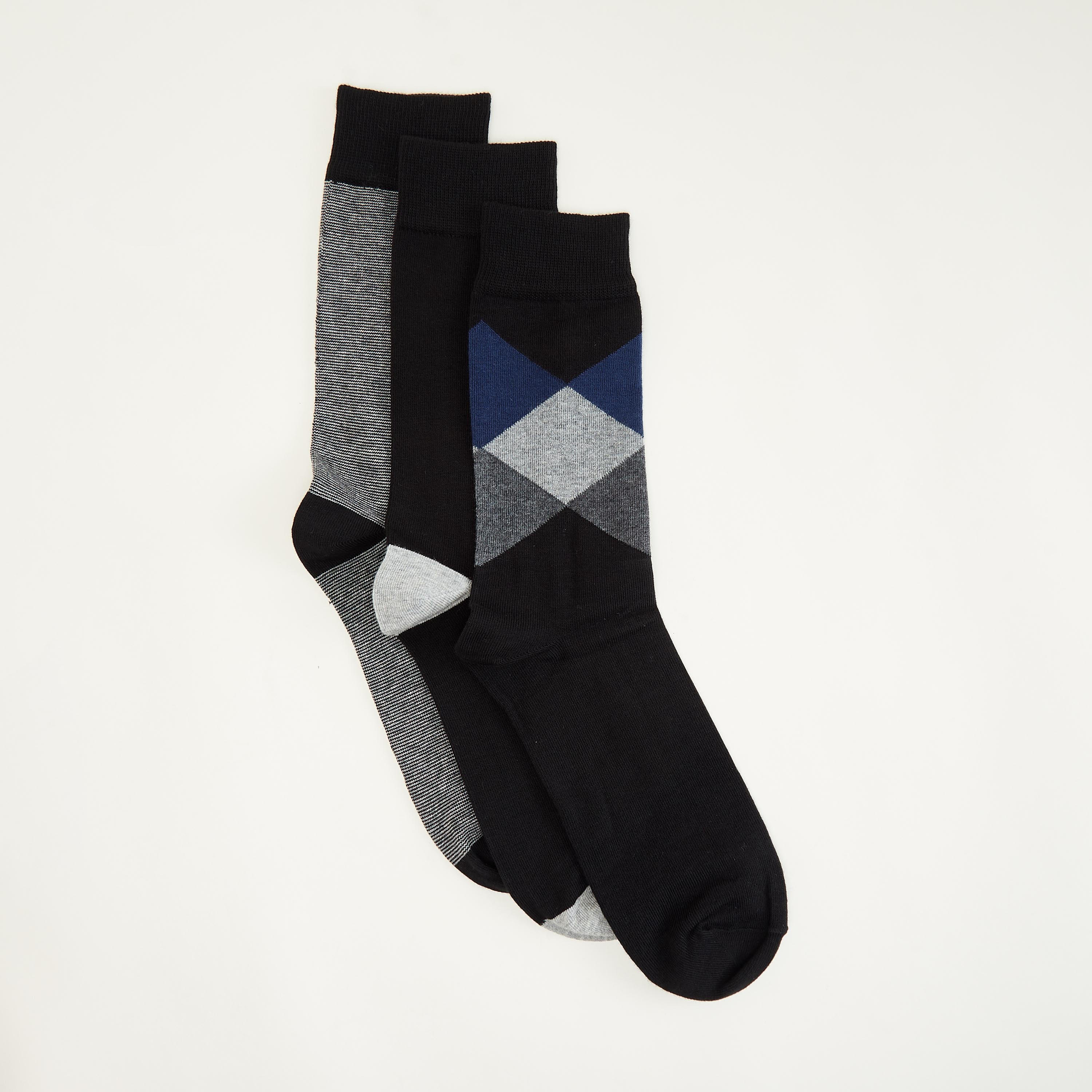 جوارب متنوّعة بطول ربلة السّاق - طقم من 3 أزواج-men-socks-image-2