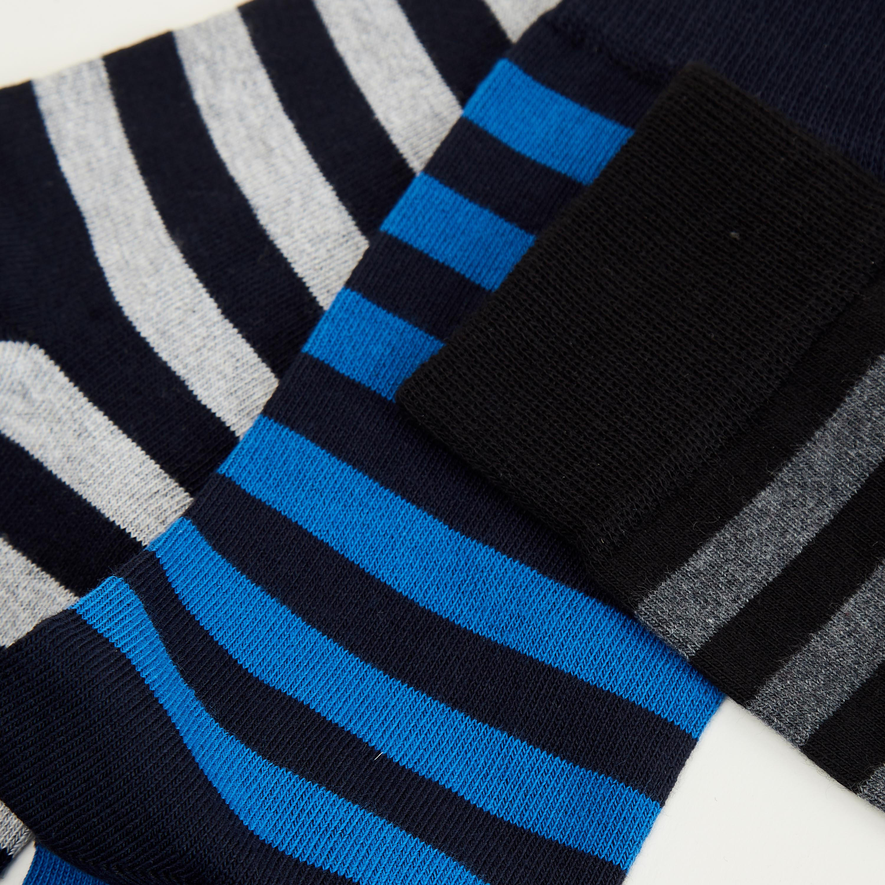 جوارب مخطّطة بطول ربلة السّاق - طقم من 3 أزواج-men-socks-image-4