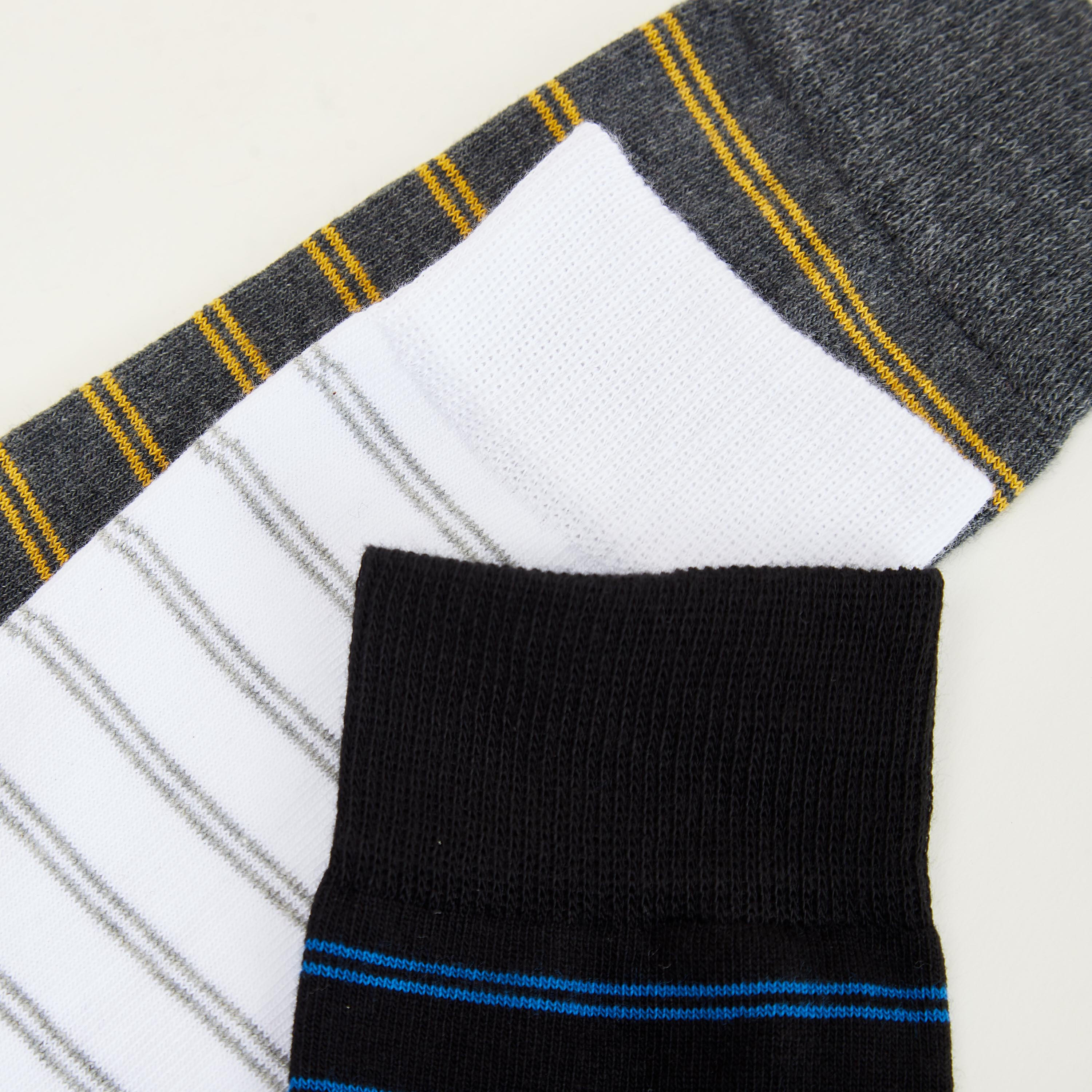 جوارب مخطّطة بطول ربلة السّاق - طقم من 3 أزواج-men-socks-image-4