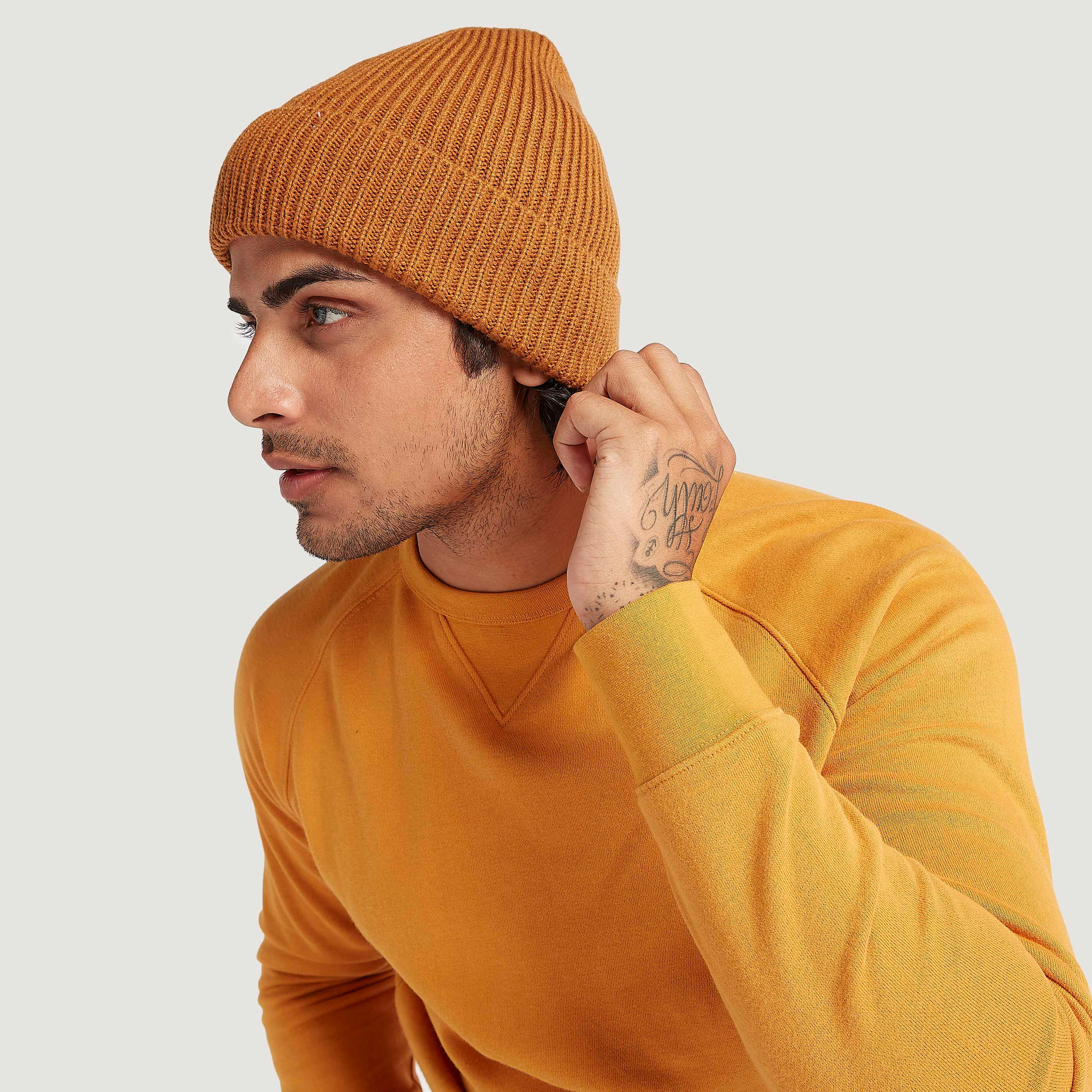 Textured Beanie with Cuffed Hem-men-caps-image-2