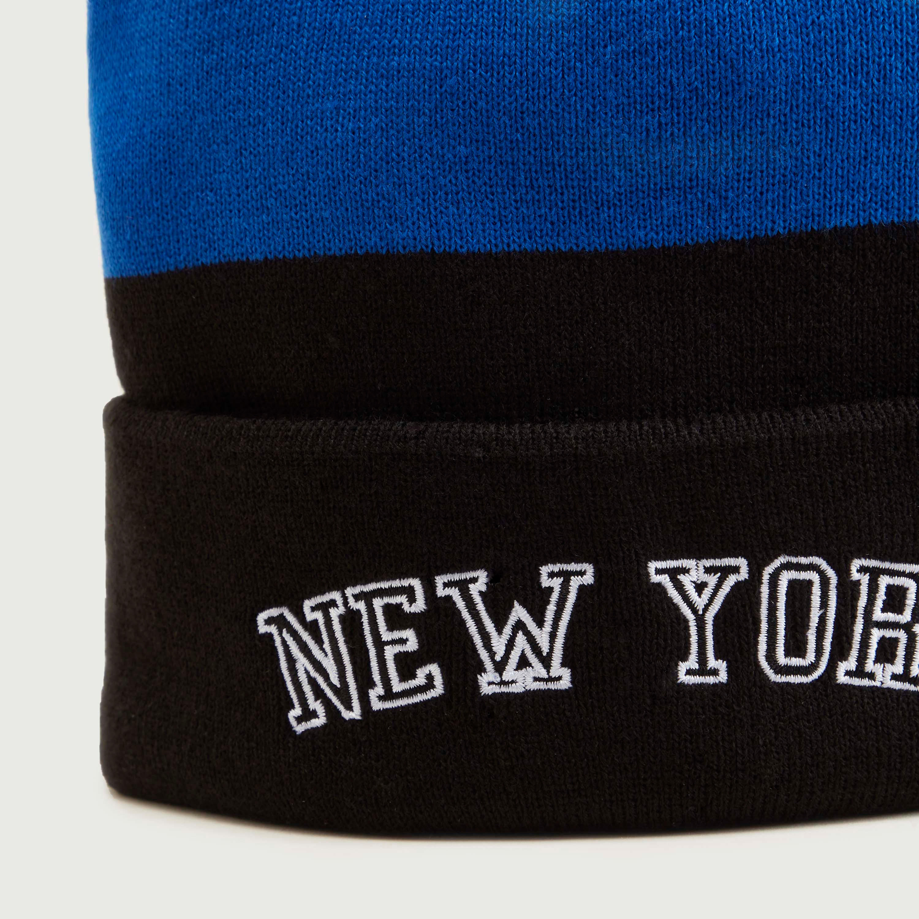 Striped Embroidered Beanie with Cuffed Hem-men-caps-image-3