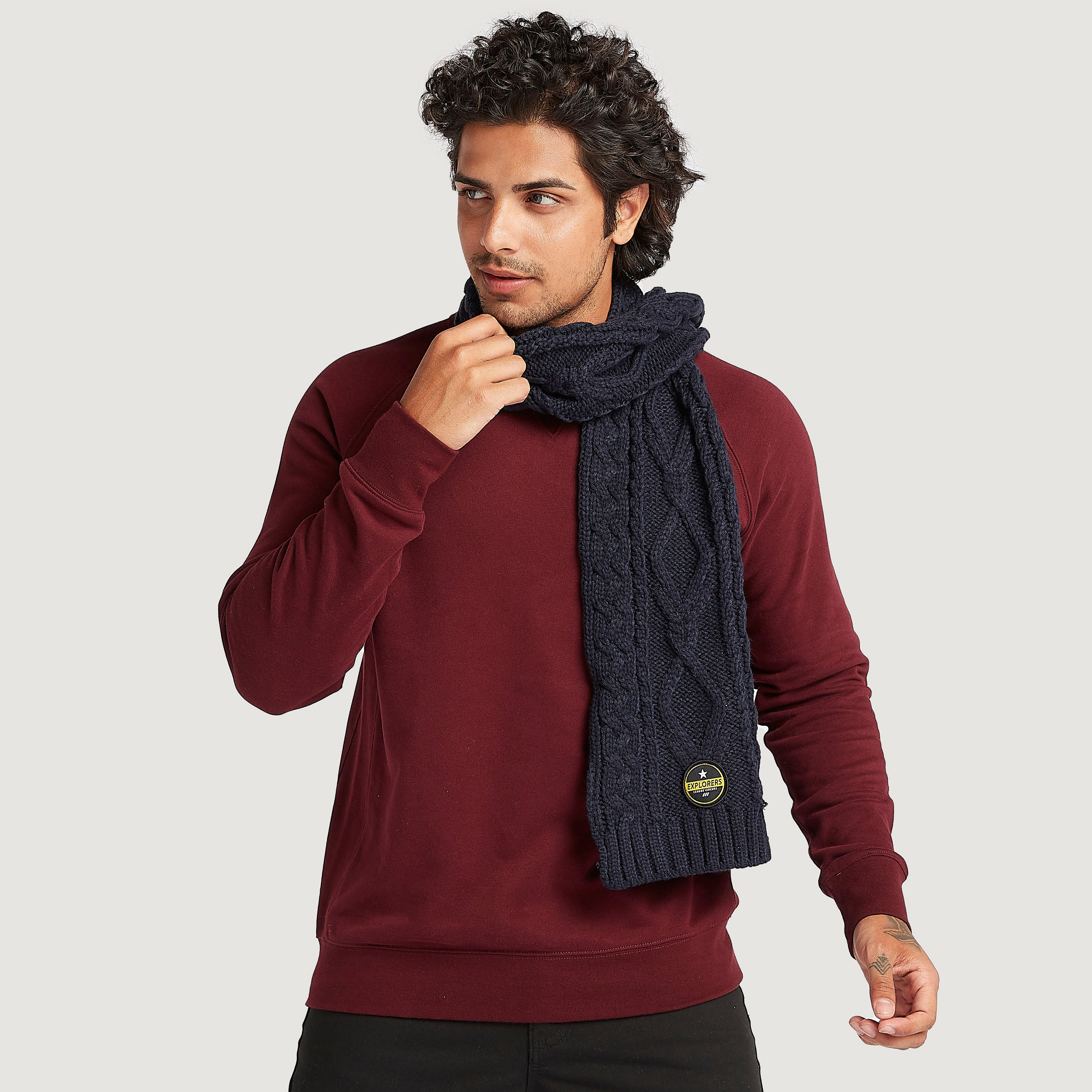 Textured Scarf with Applique Detail-men-scarvesandgloves-image-2