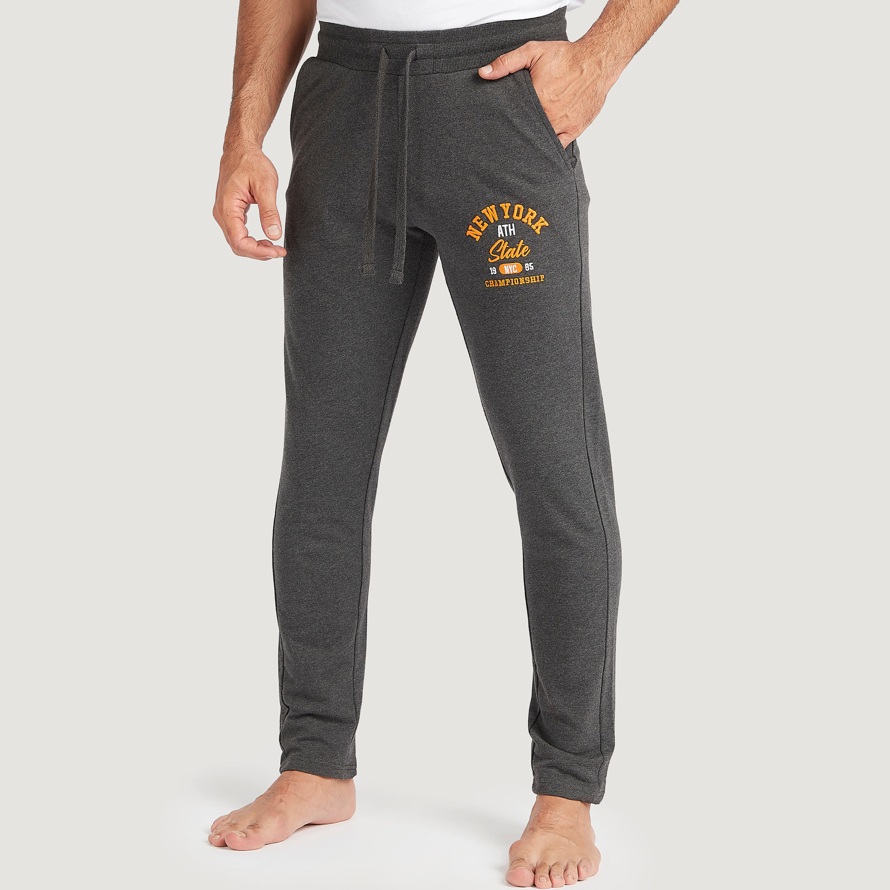 Embroidered Printed Full Length Pyjamas with Drawstring Closure and Pockets-men-clothing-nightwear-pyjamaandshorts-image-1