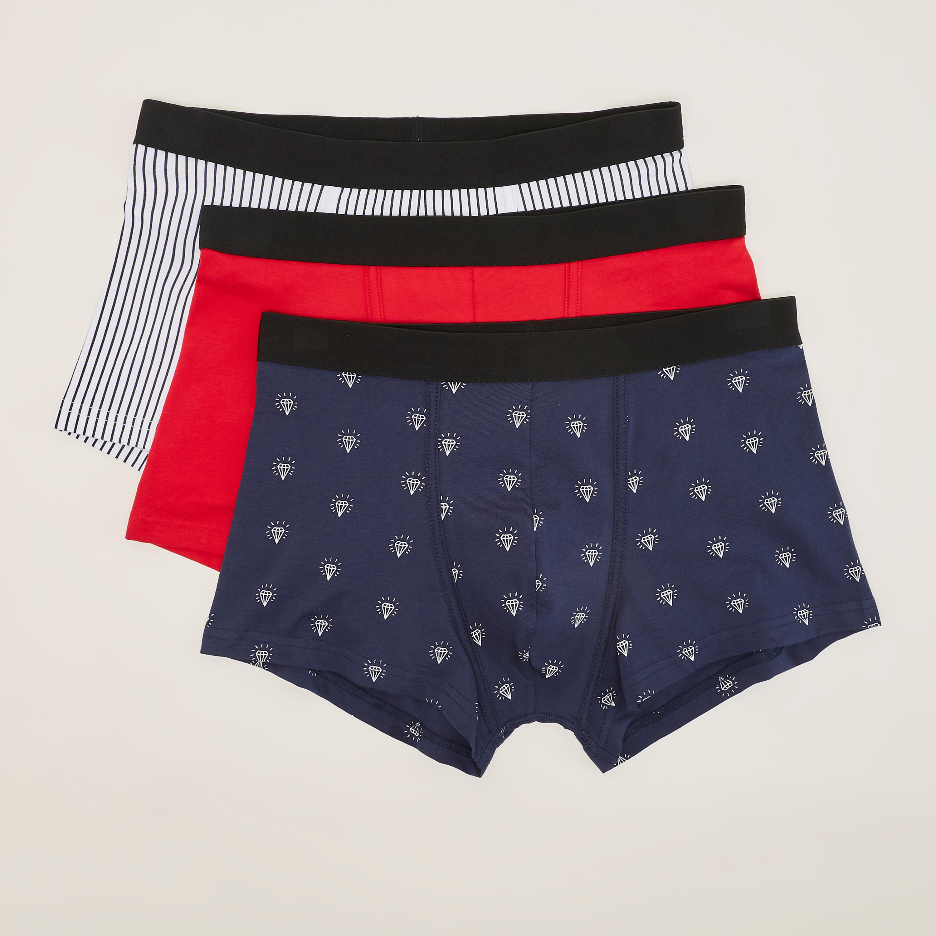 Set of 3 - Assorted Trunks with Elasticated Waistband-men-clothing-innerwear-underwear-image-1
