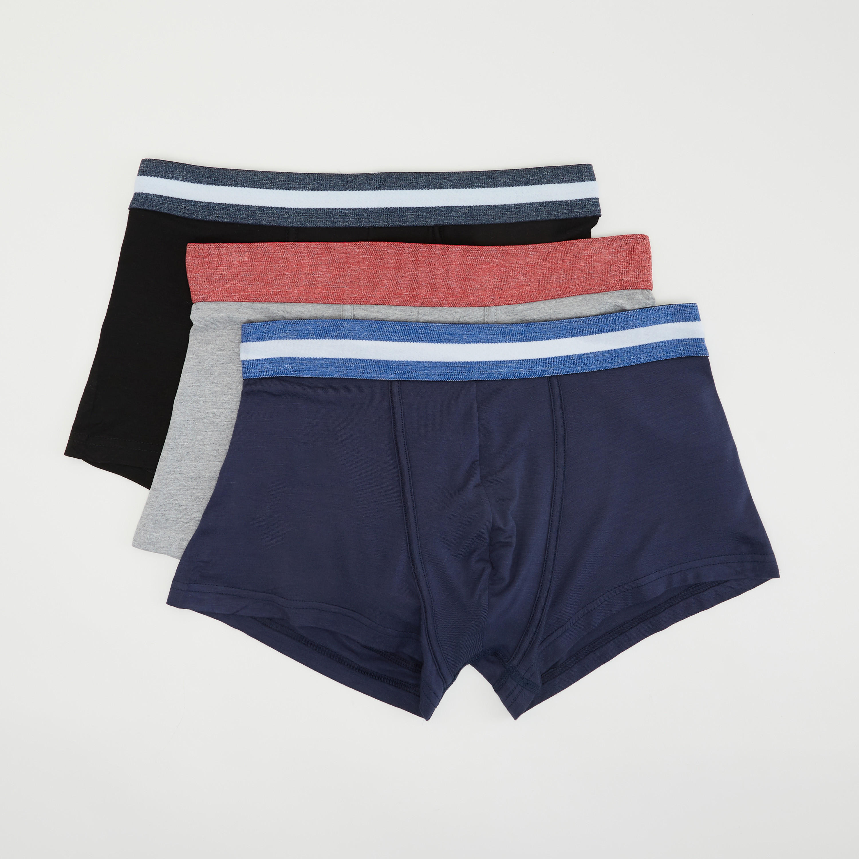 Set of 3 - Solid Trunks with Elasticated Waistband-men-clothing-innerwear-underwear-image-1
