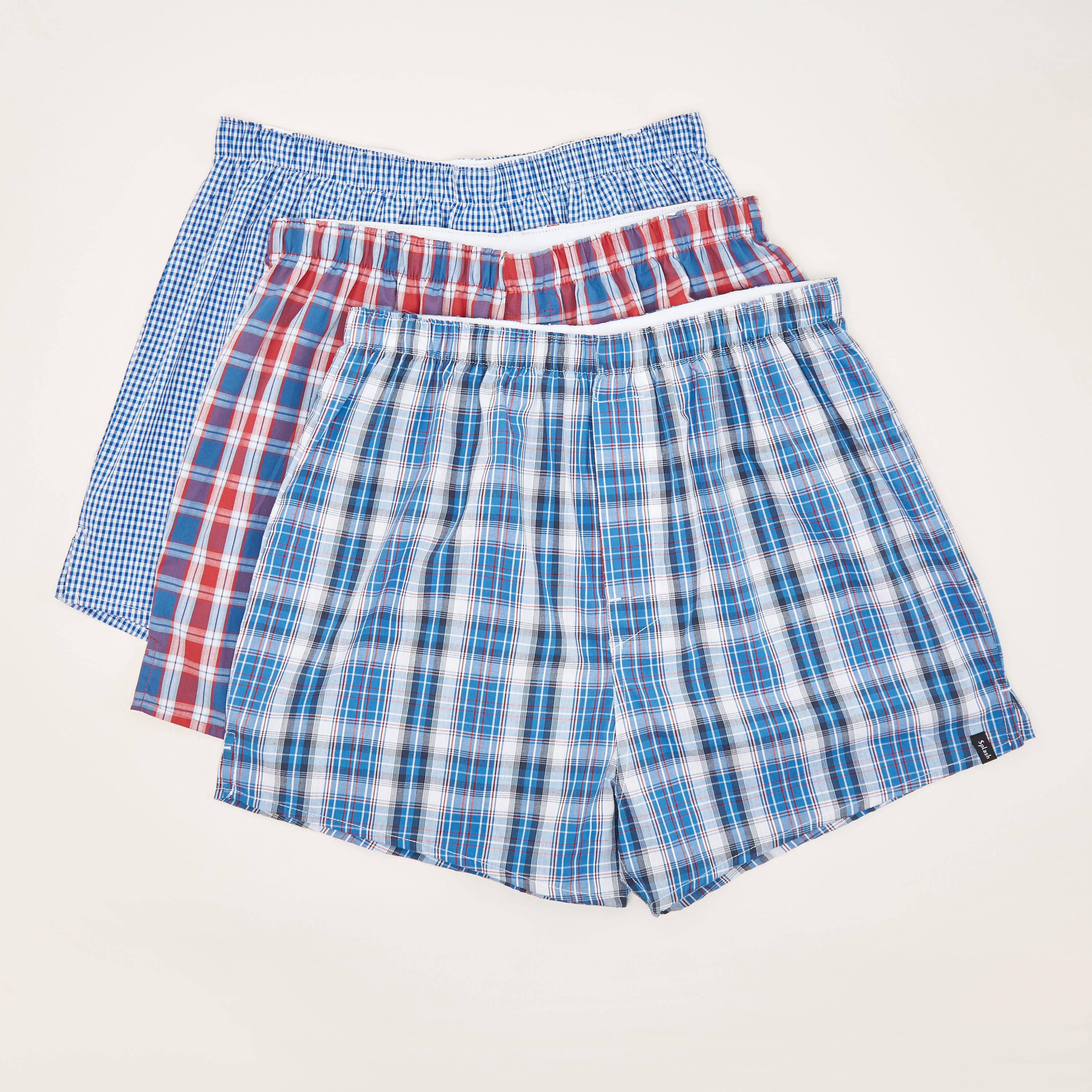 شورتات بوكسر داخلية كاروهات بخصر مطّاطي - طقم من 3-men-clothing-innerwear-underwear-image-1